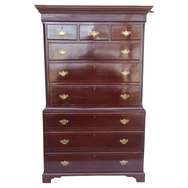 III Mahogany Inlaid Chest on Chest For Sale at 1stDibs