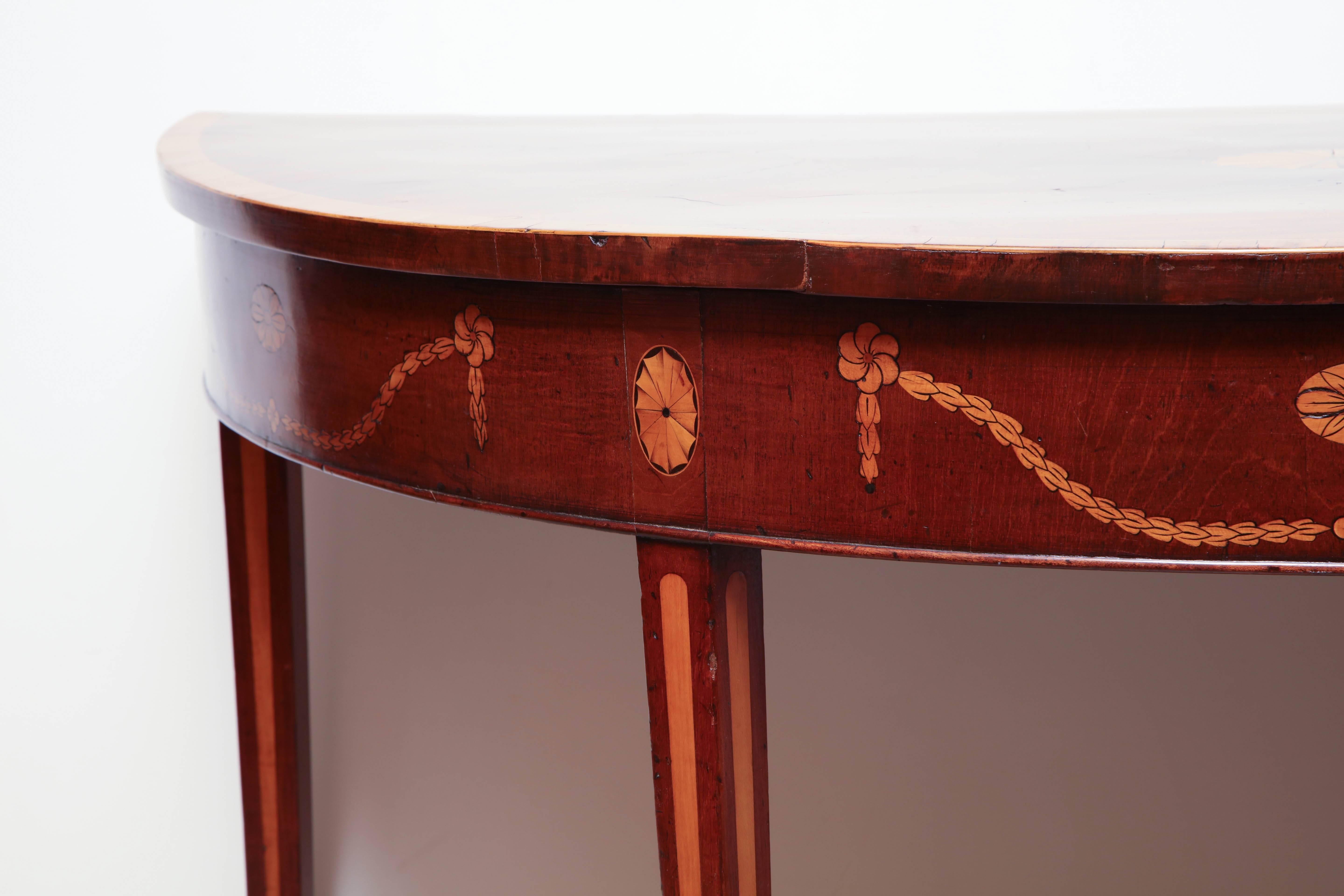 18th Century and Earlier George III Mahogany Inlaid Console Table