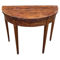 George III Mahogany Inlaid Demi Lune Card Table