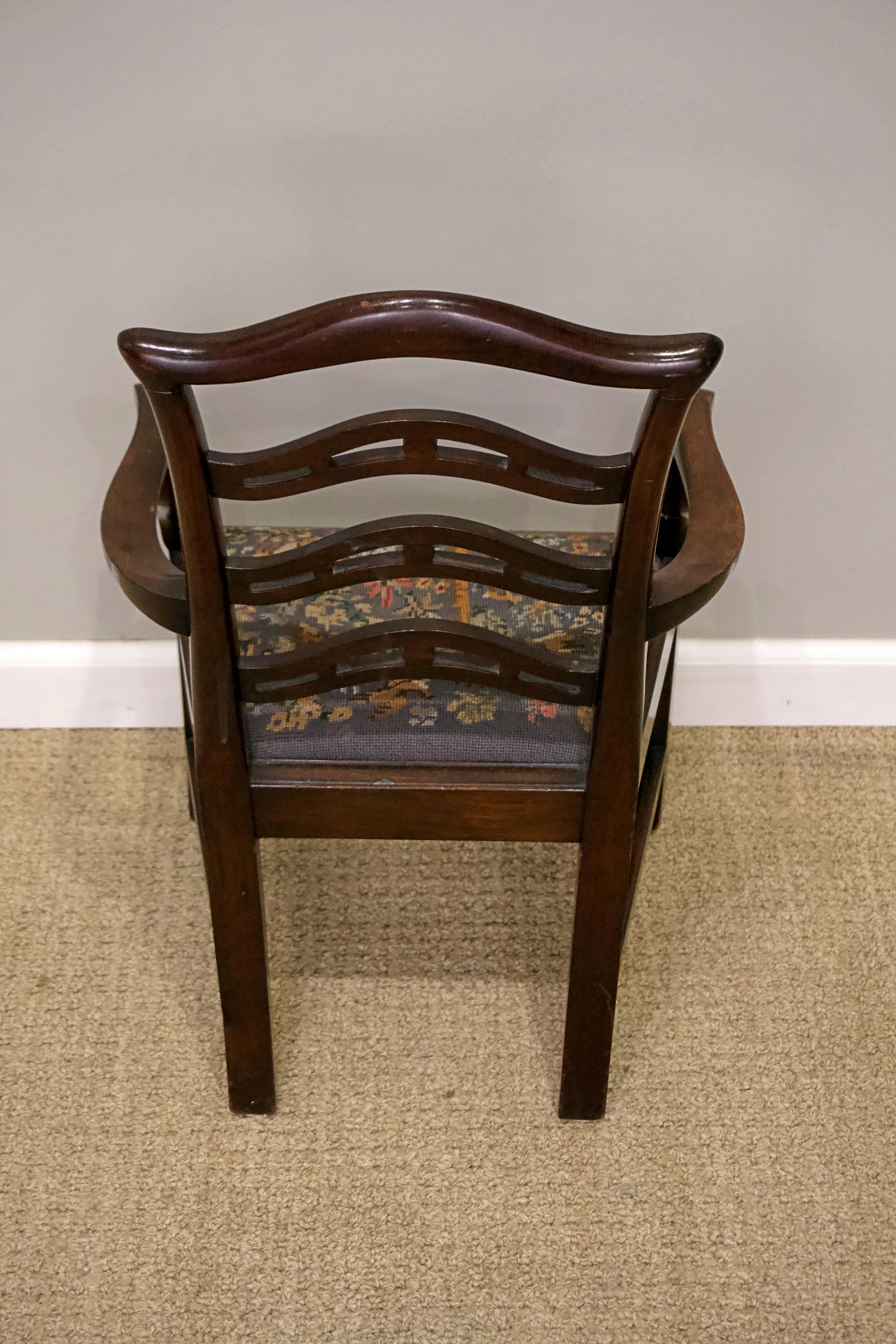 English George III Mahogany Ladder Back Childs Armchair For Sale