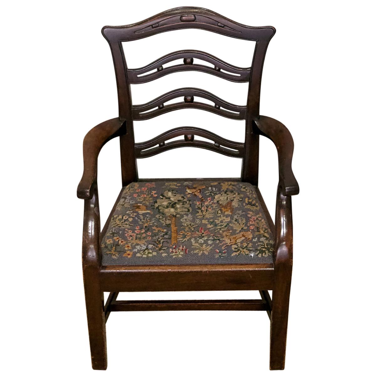 George III Mahogany Ladder Back Childs Armchair For Sale