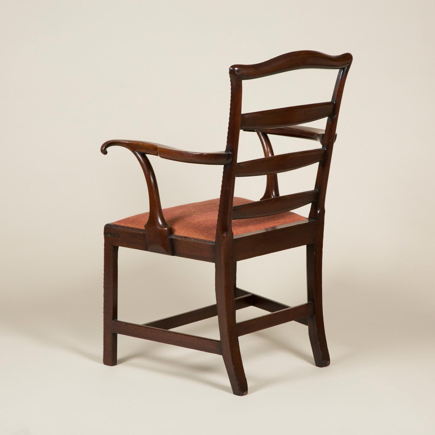 George III Mahogany Ladder-Back Elbow Chair For Sale 6