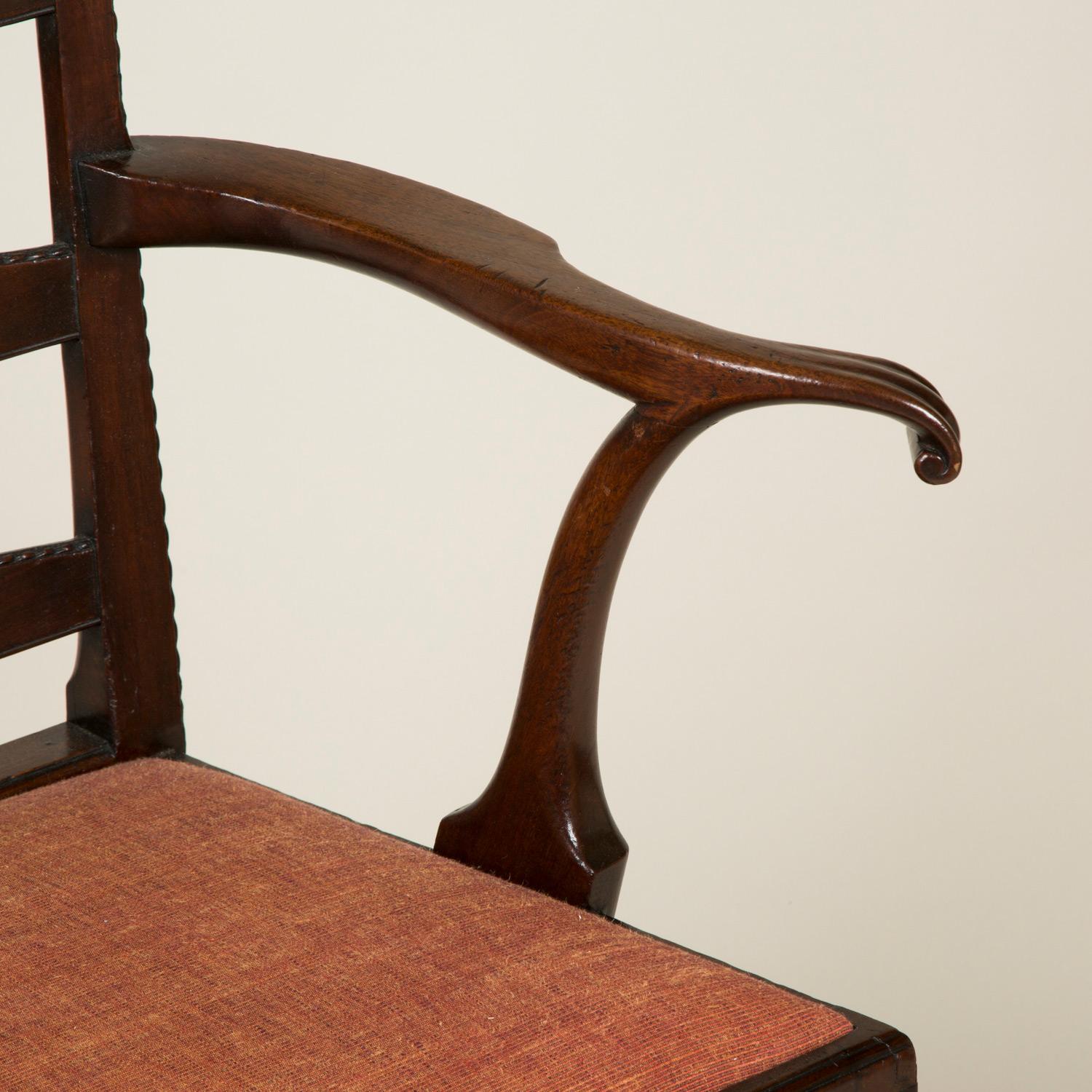 George III Mahogany Ladder-Back Elbow Chair For Sale 2