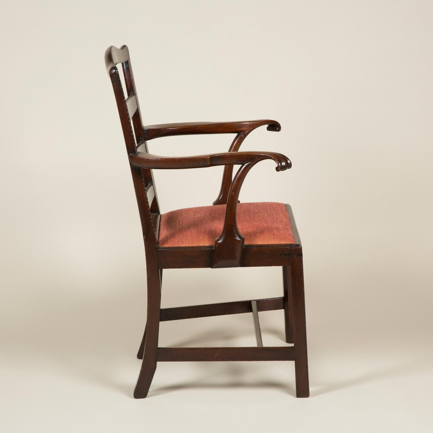 George III Mahogany Ladder-Back Elbow Chair For Sale 5