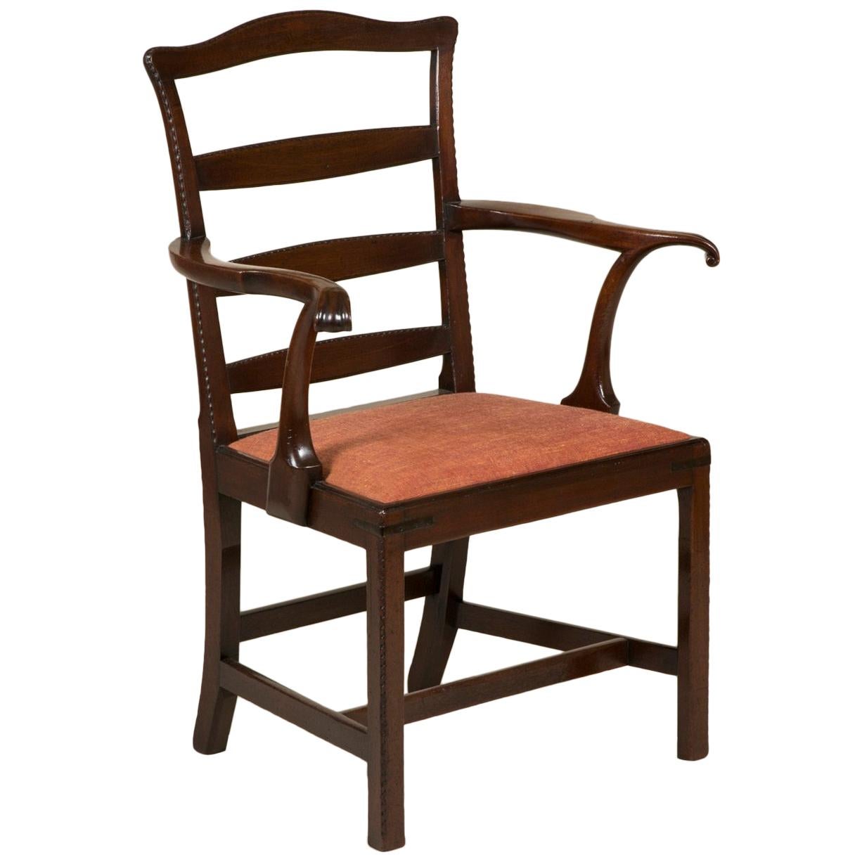 George III Mahogany Ladder-Back Elbow Chair For Sale