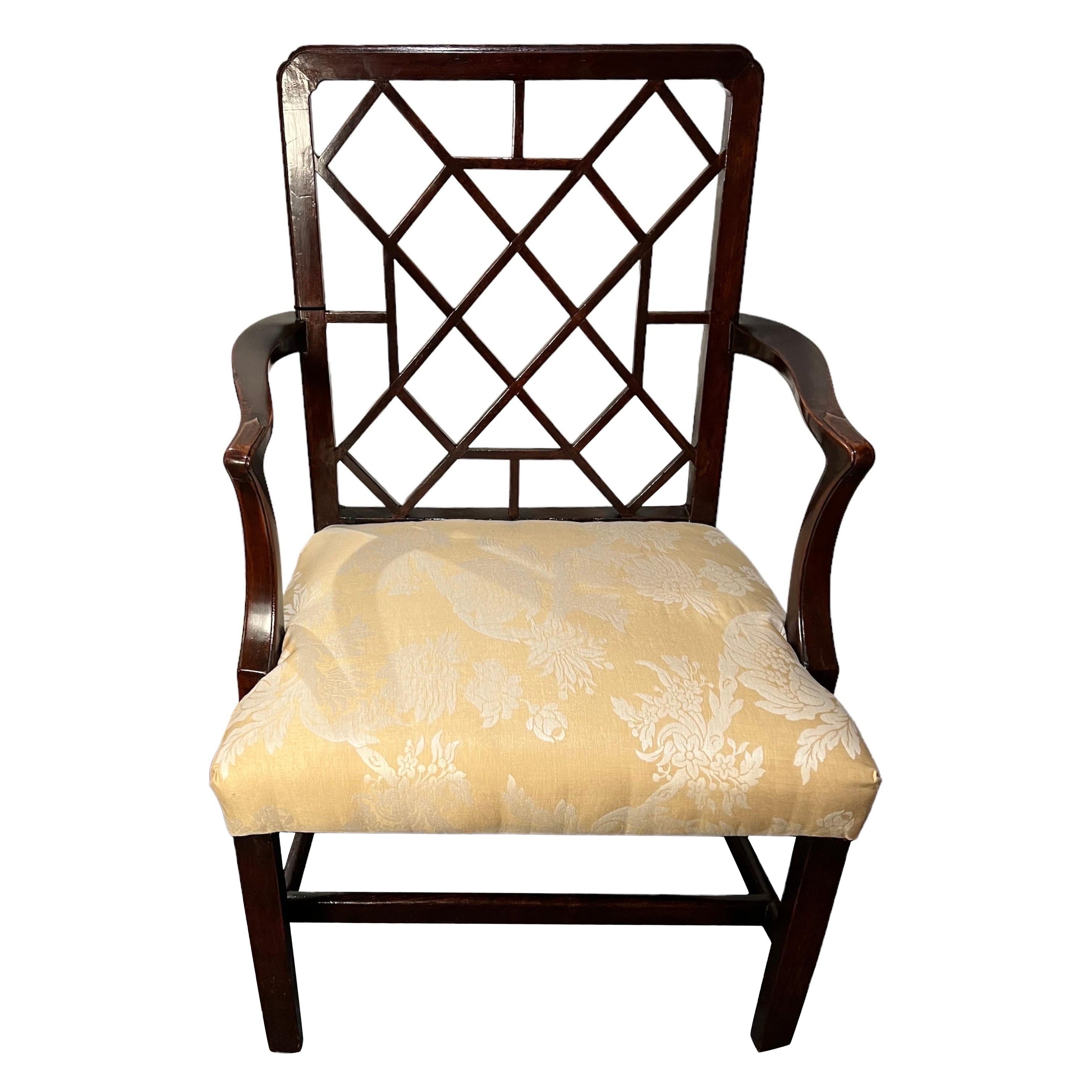 George III Mahogany Lattice Back Armchair