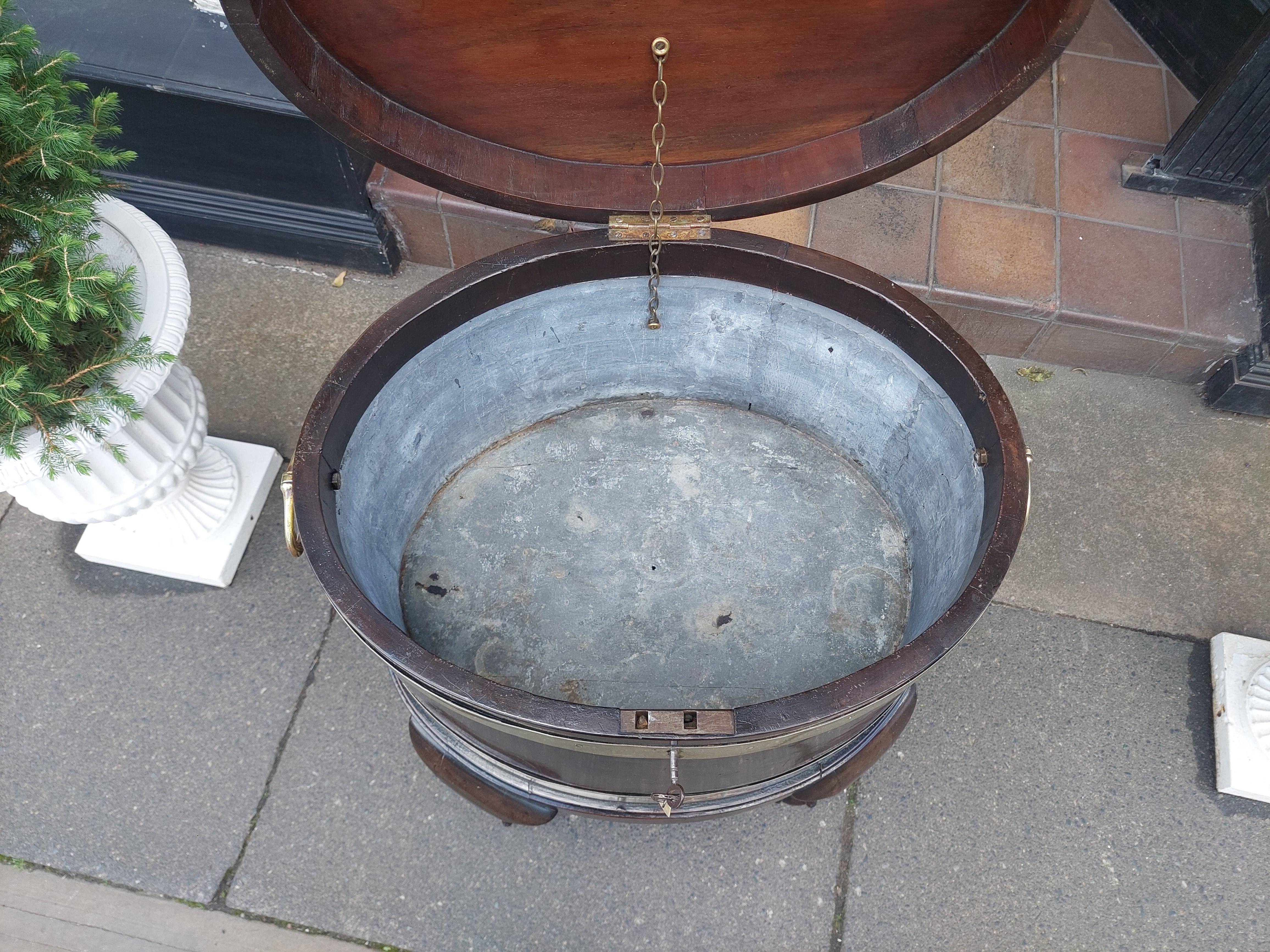 Brass George III Mahogany Lead Lined Wine Cooler