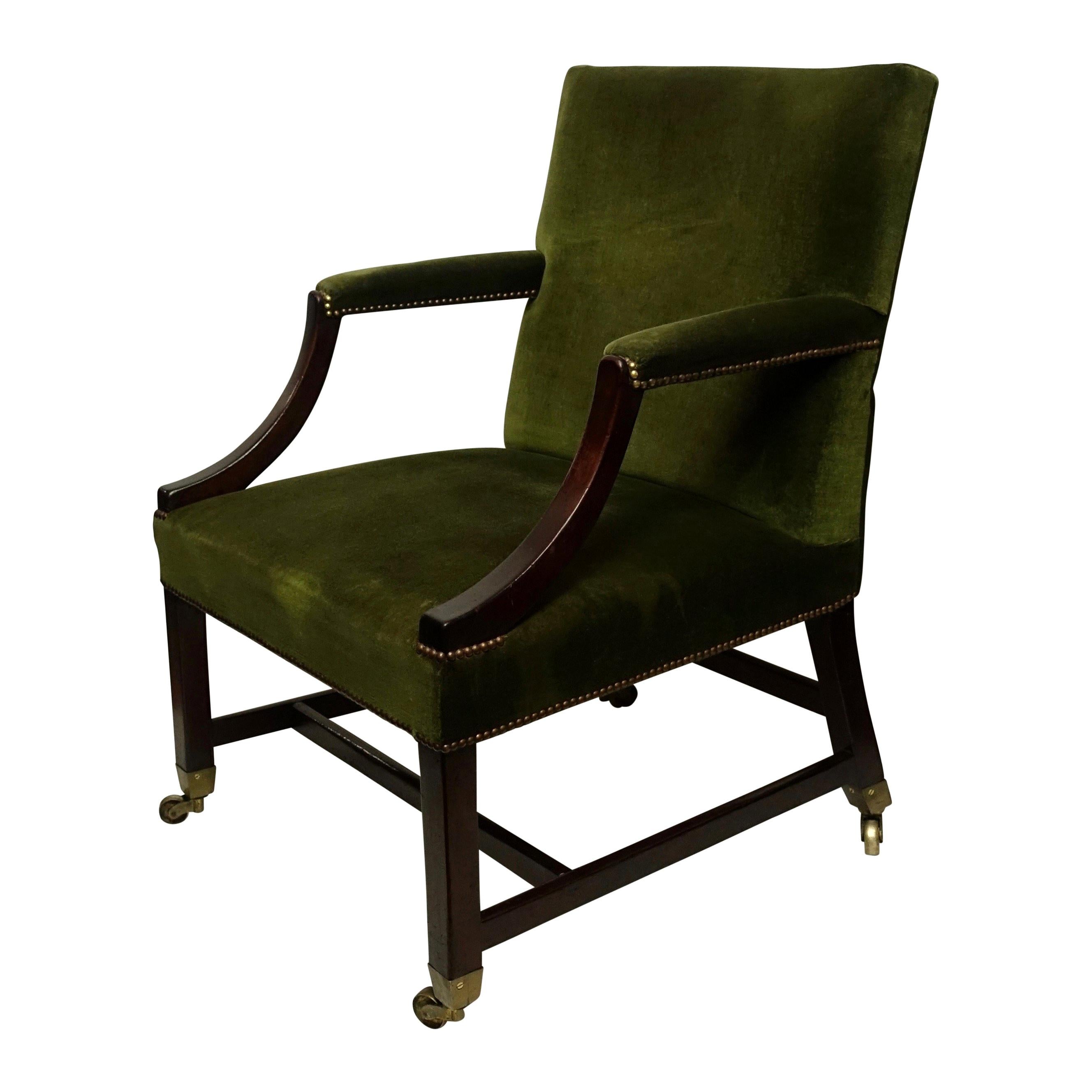 George III Mahogany Library Armchair, English, Late 18th Century