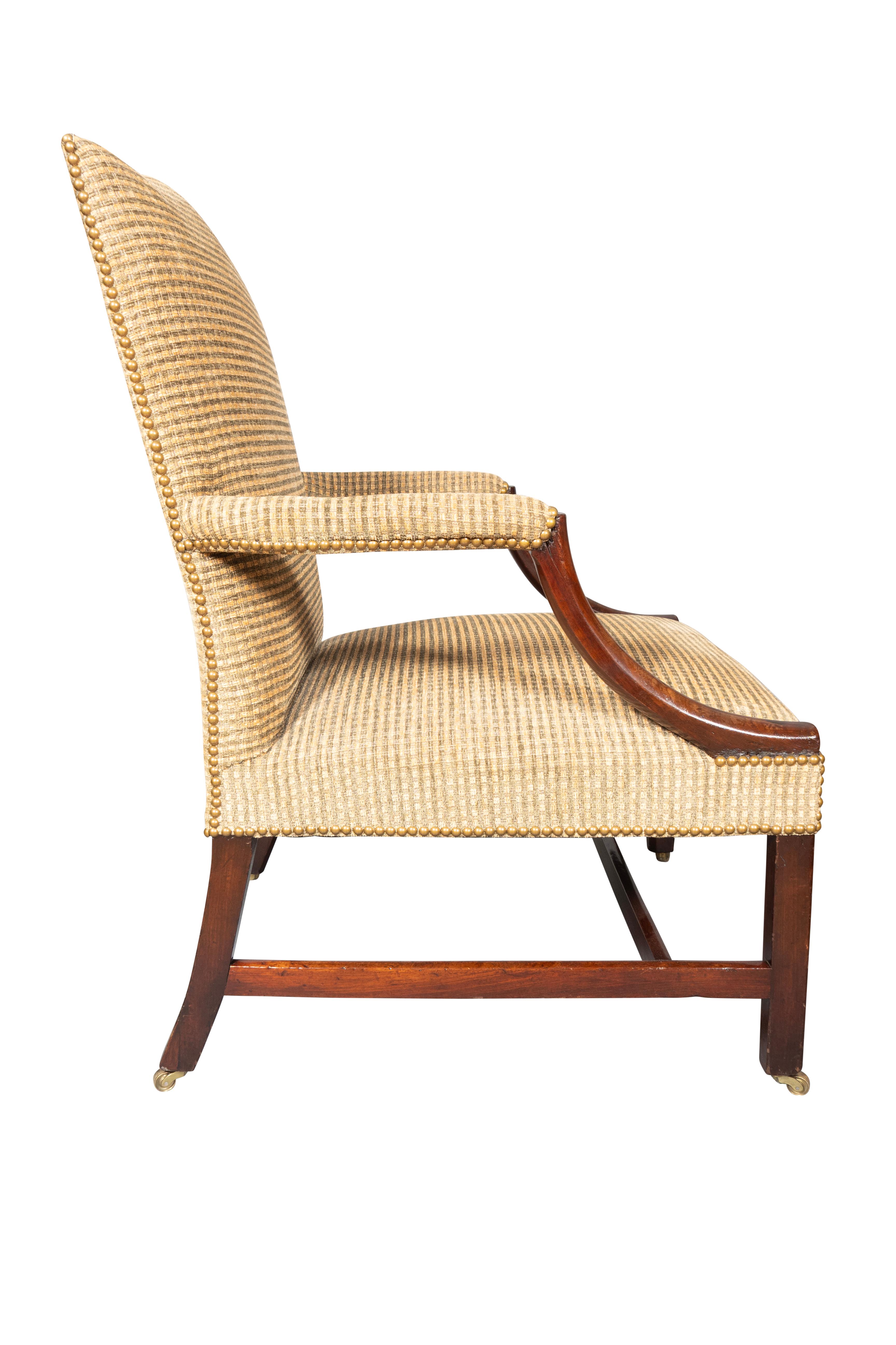 English George III Mahogany Library Armchair For Sale