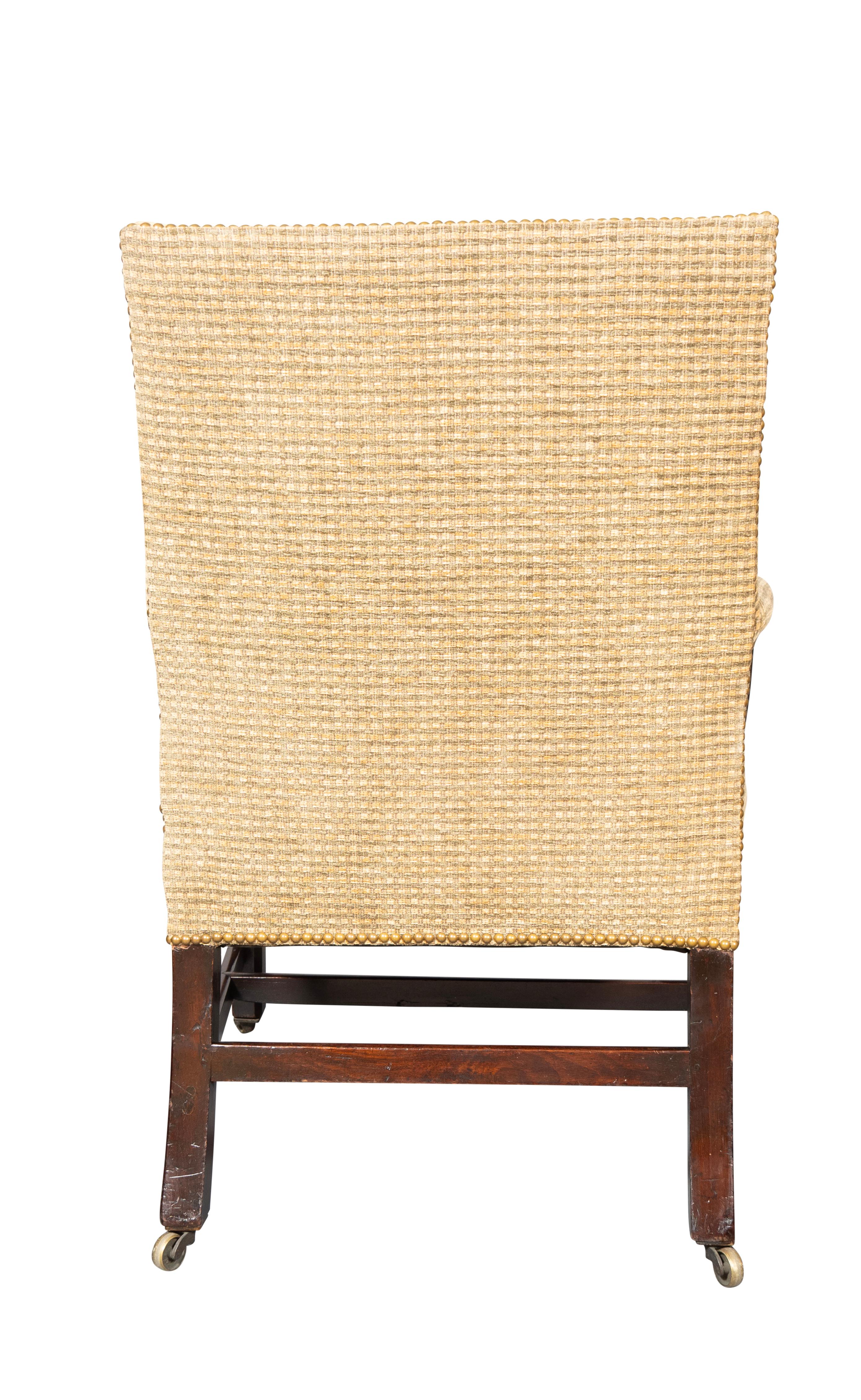 George III Mahogany Library Armchair In Good Condition For Sale In Essex, MA