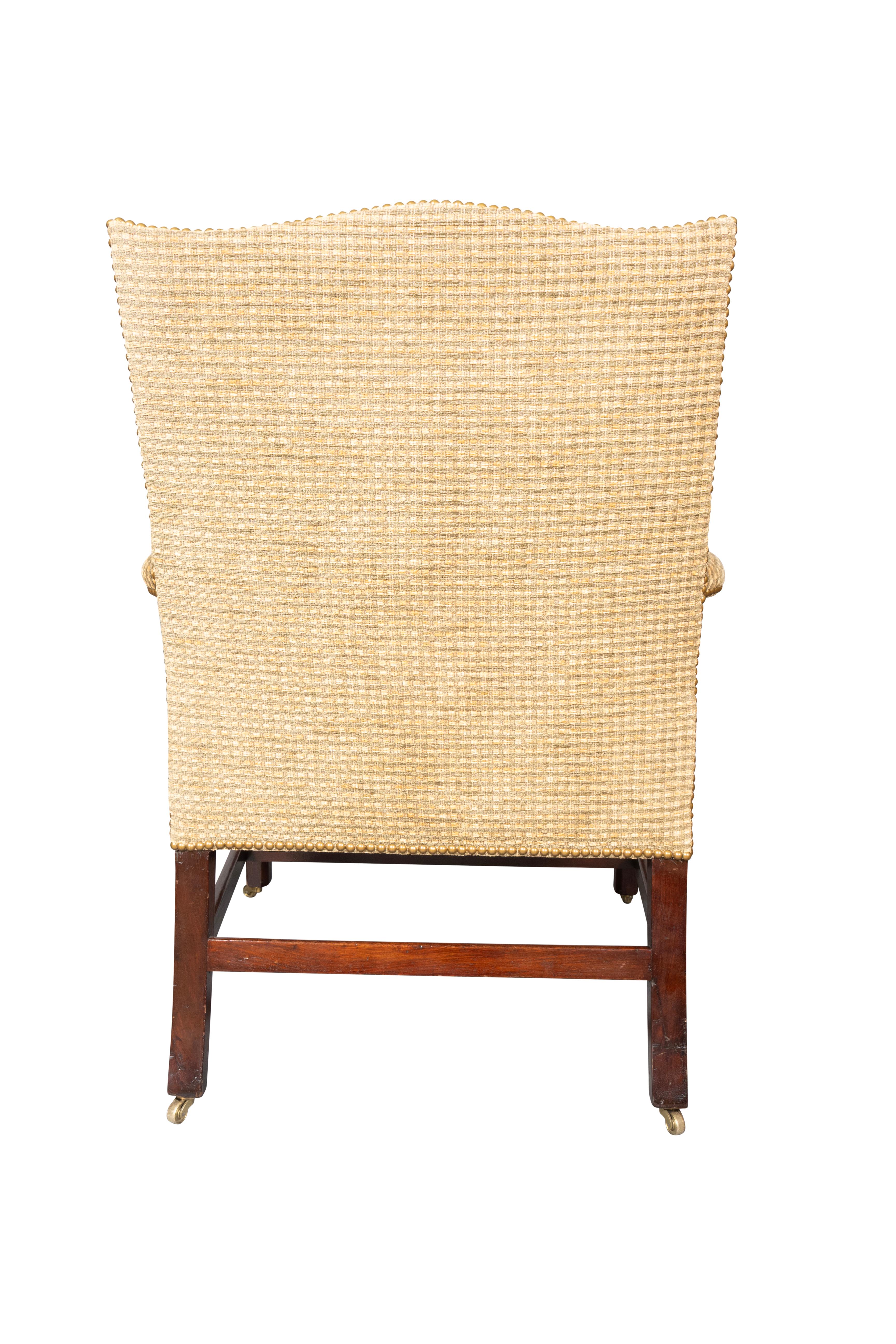 George III Mahogany Library Armchair In Good Condition For Sale In Essex, MA