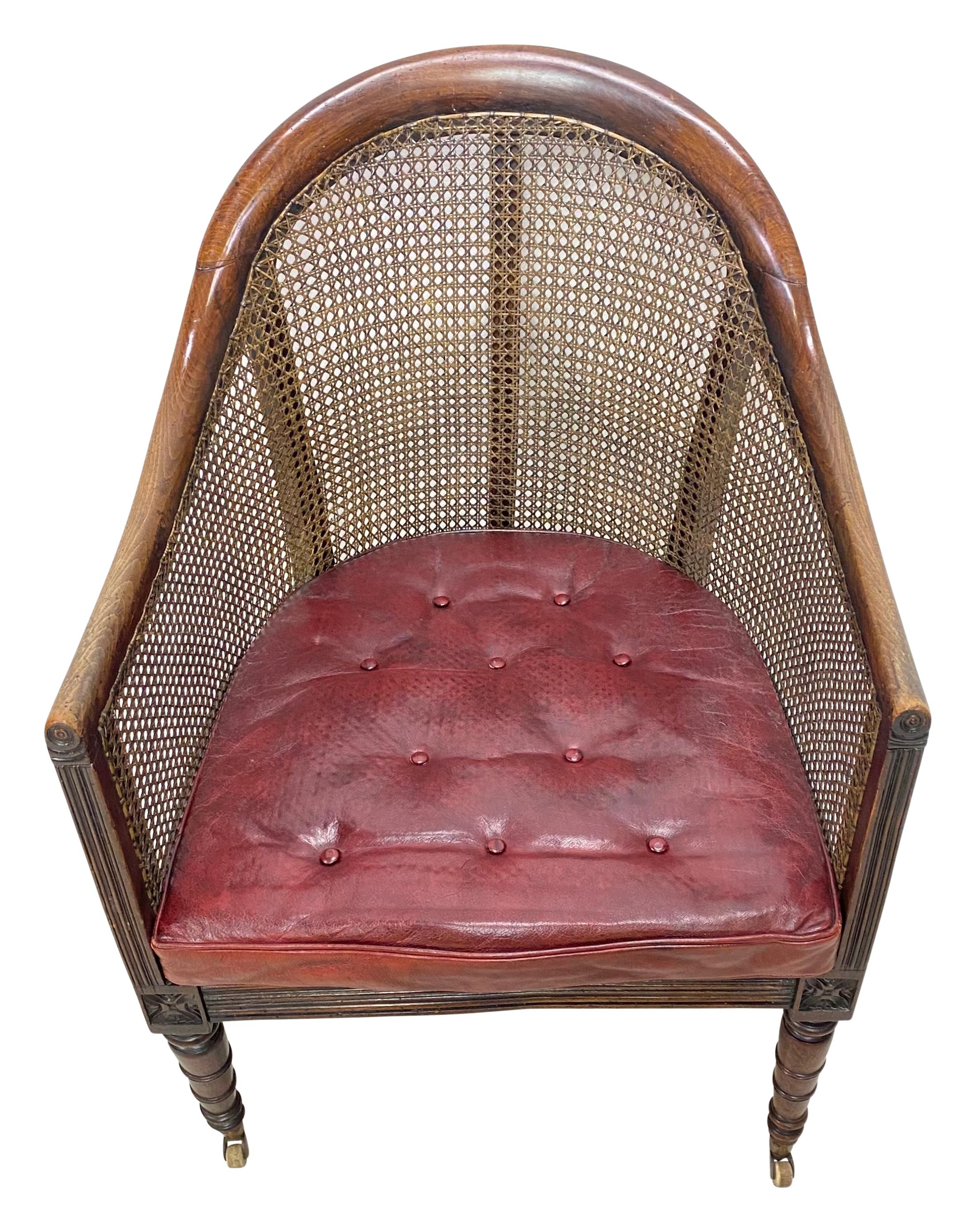 George III Mahogany Library Chair, English, Early 19th Century In Good Condition In San Francisco, CA