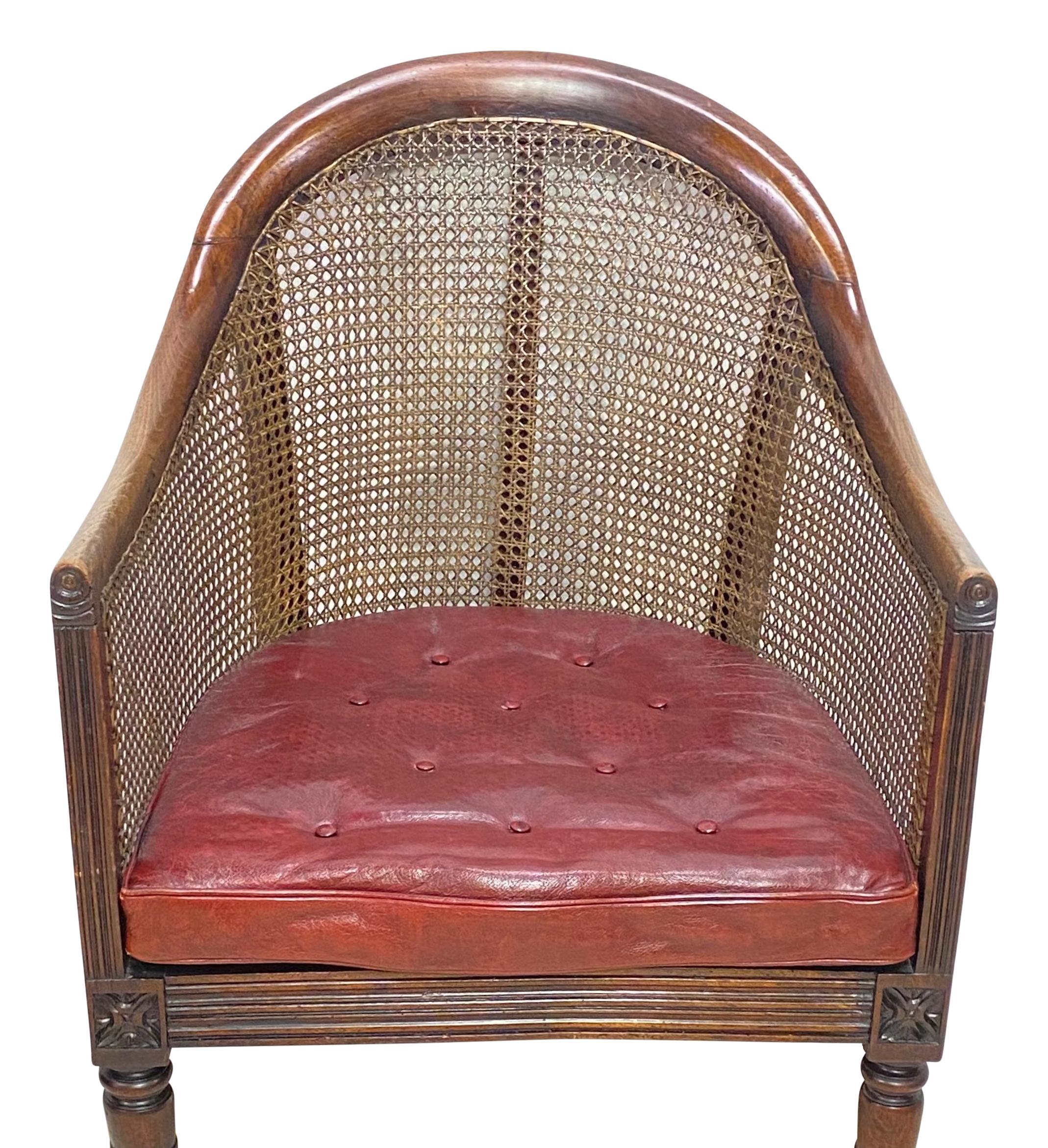 Leather George III Mahogany Library Chair, English, Early 19th Century