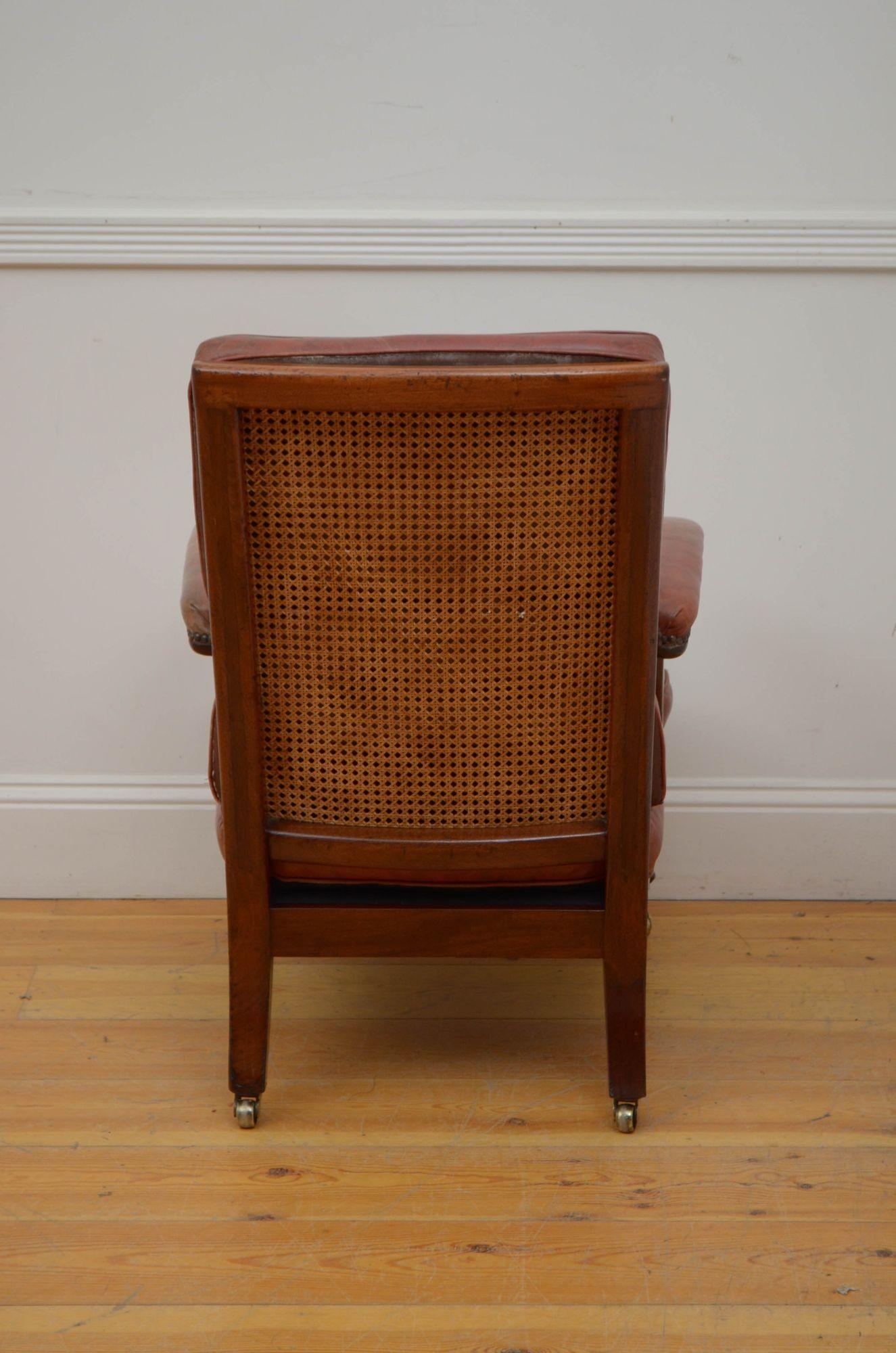 19th Century George III Mahogany Library Chair For Sale