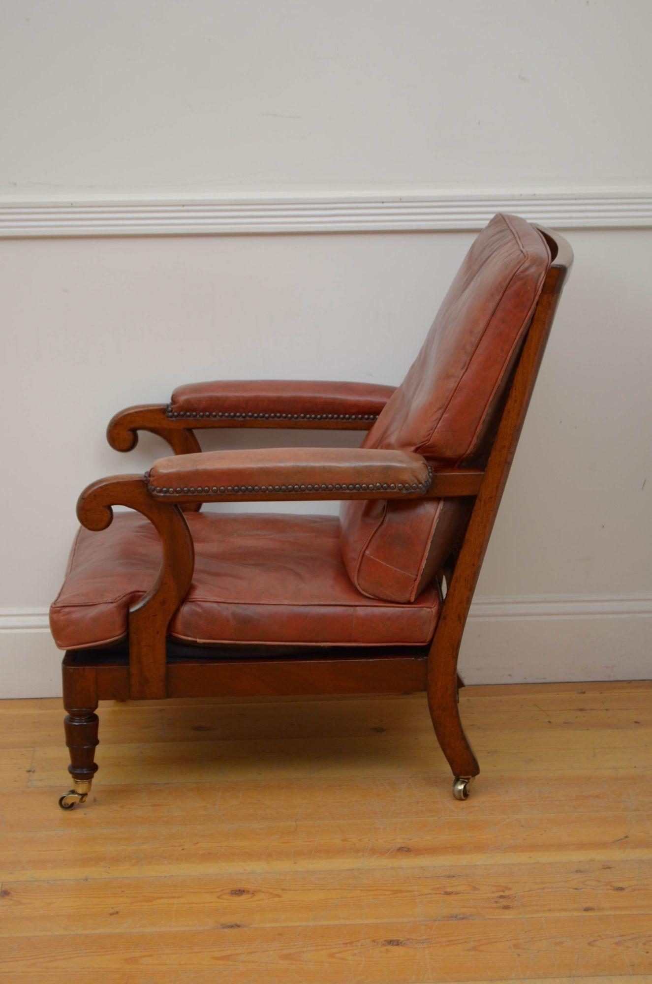 George III Mahogany Library Chair For Sale 1