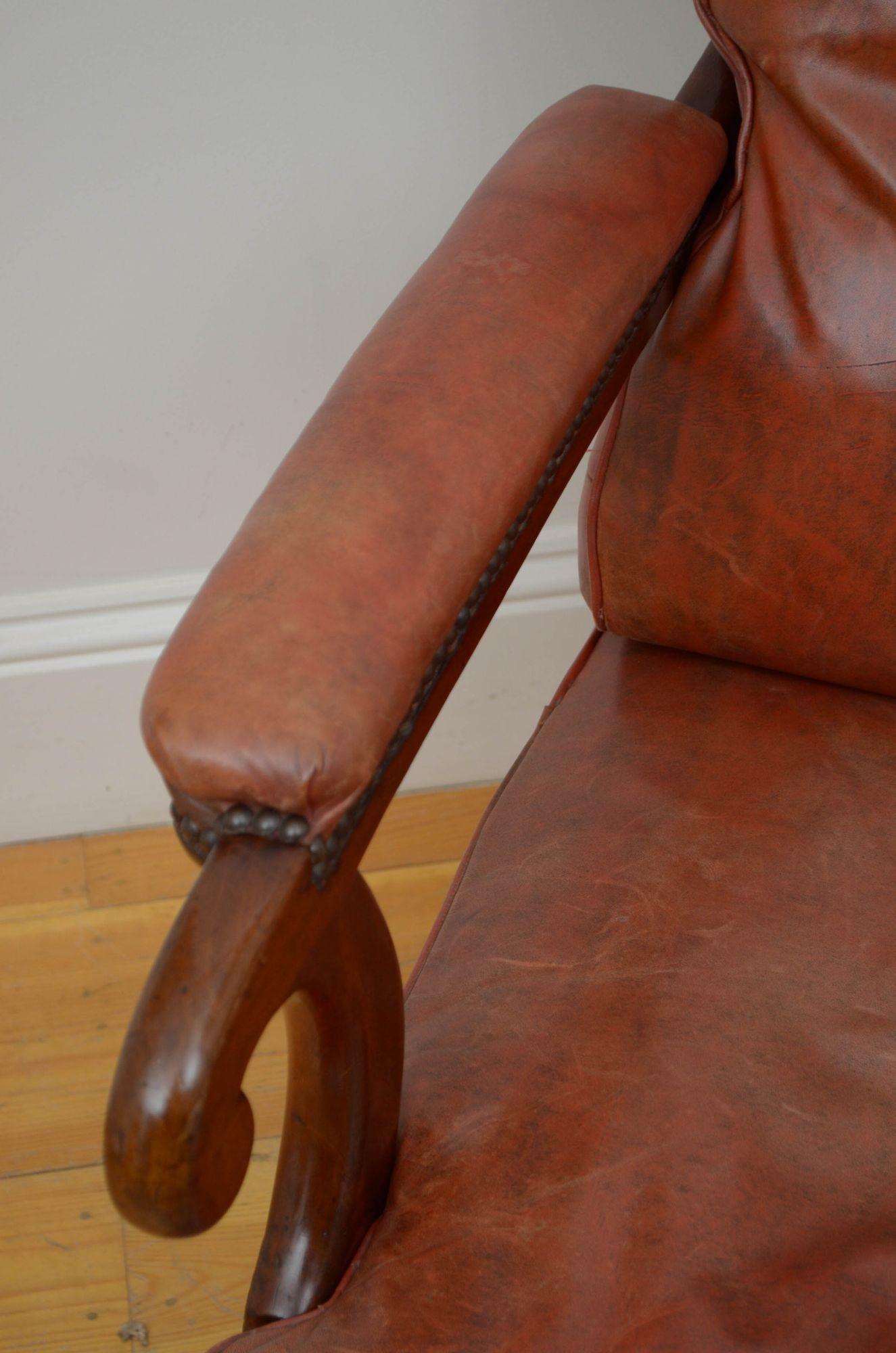 George III Mahogany Library Chair For Sale 3