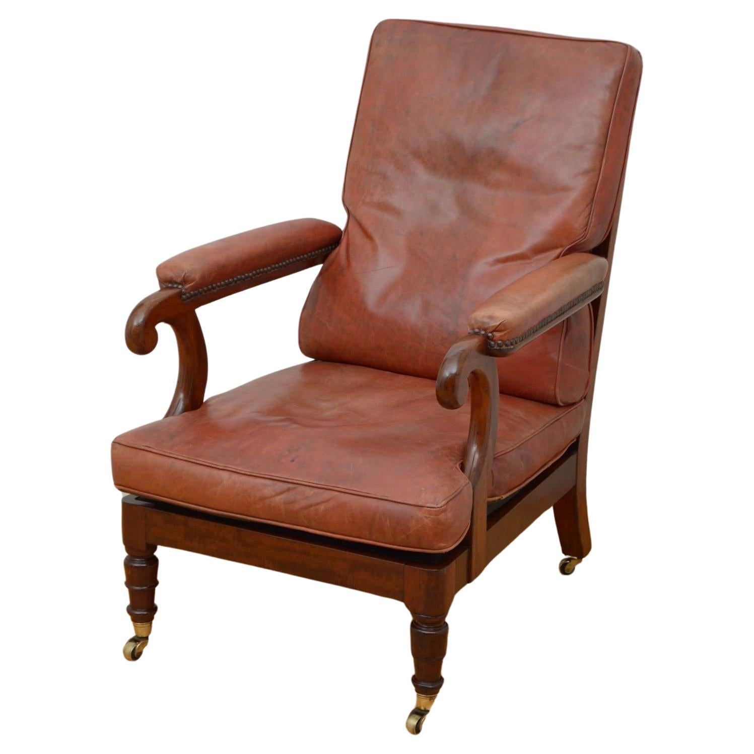 George III Mahogany Library Chair For Sale