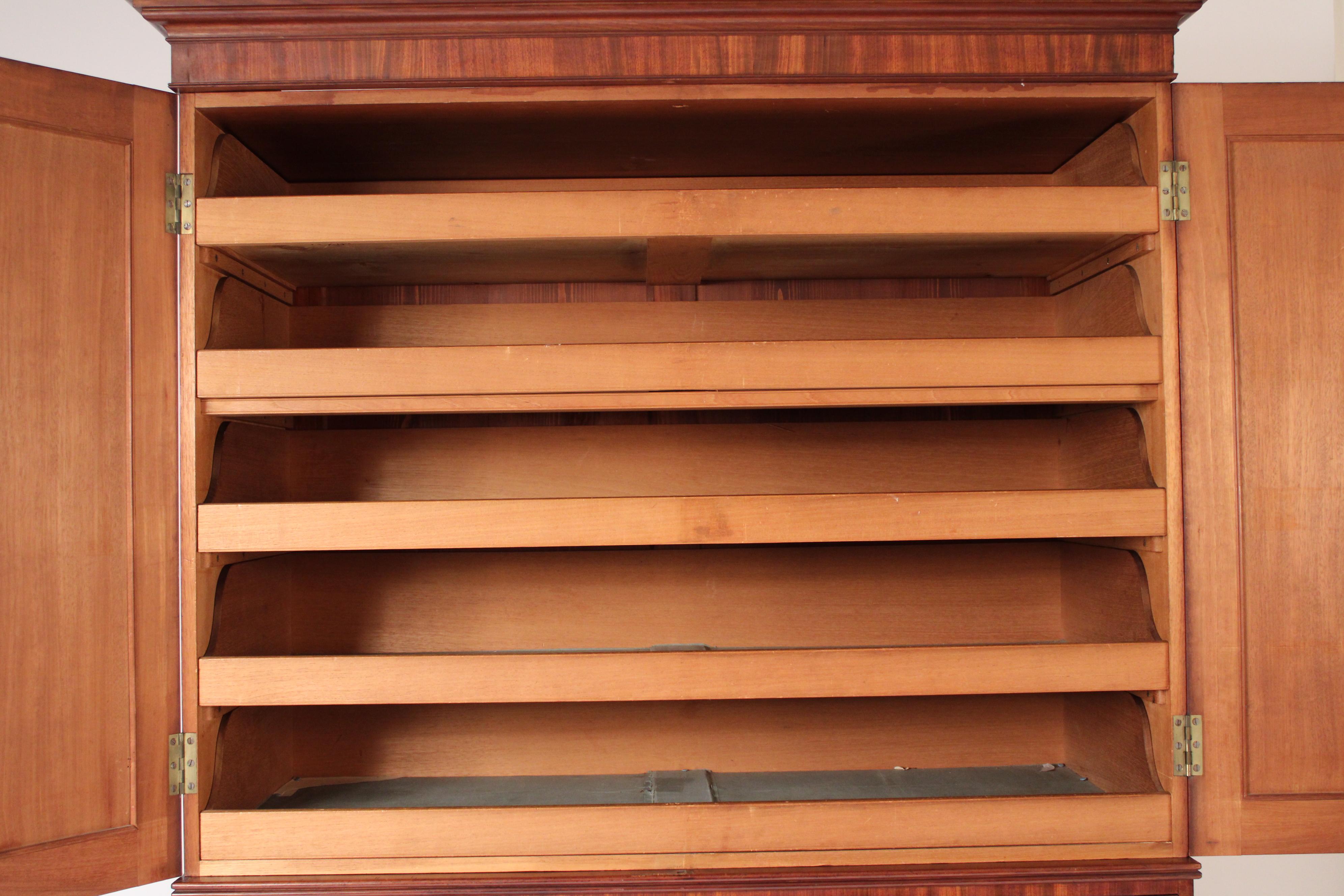 Brass George III Mahogany Linen Press