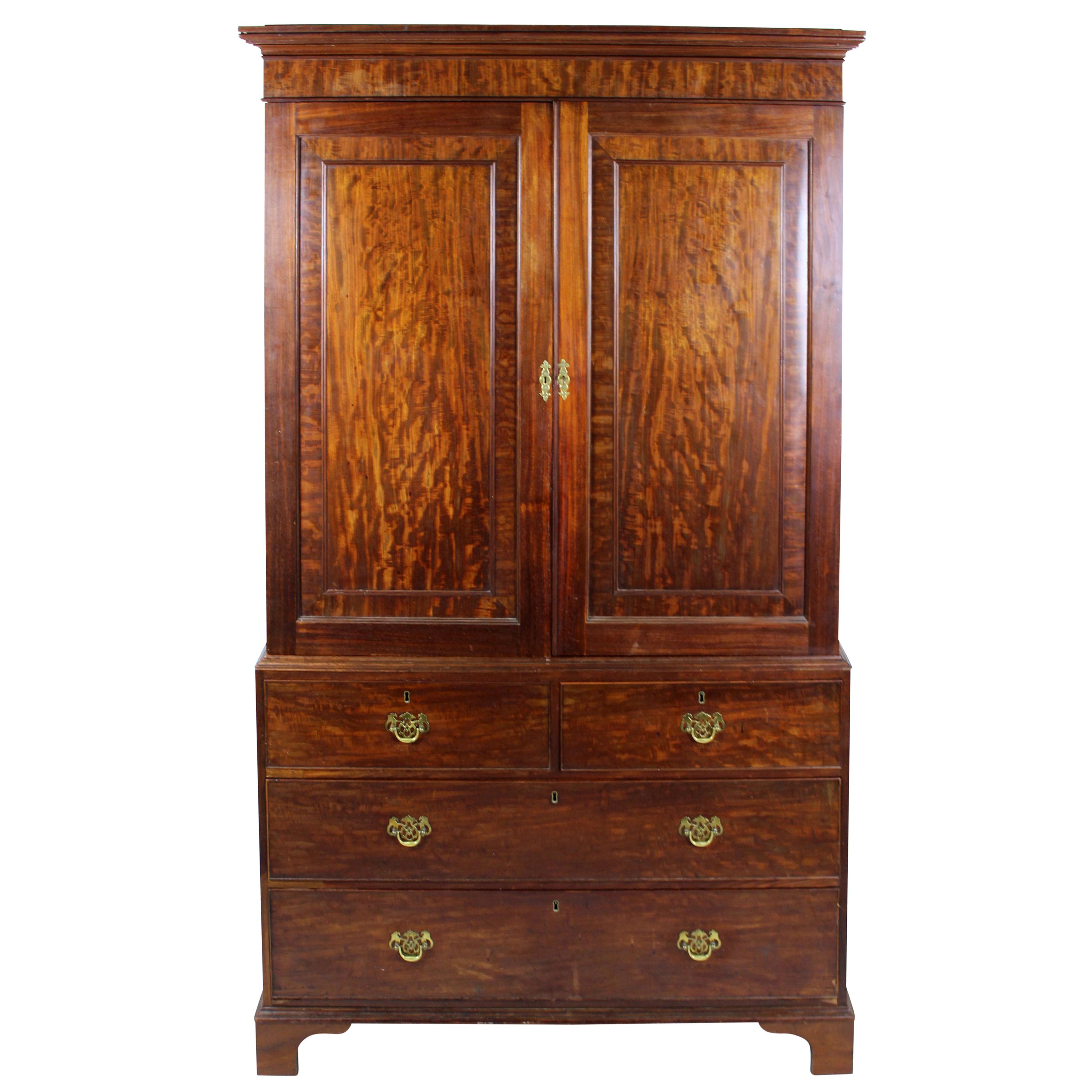 George III Mahogany Linen Press For Sale