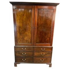 George III Mahogany Linen Press