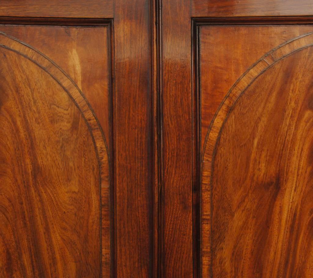 18th Century and Earlier George III Mahogany Linen Press with Broken Arch Pediment