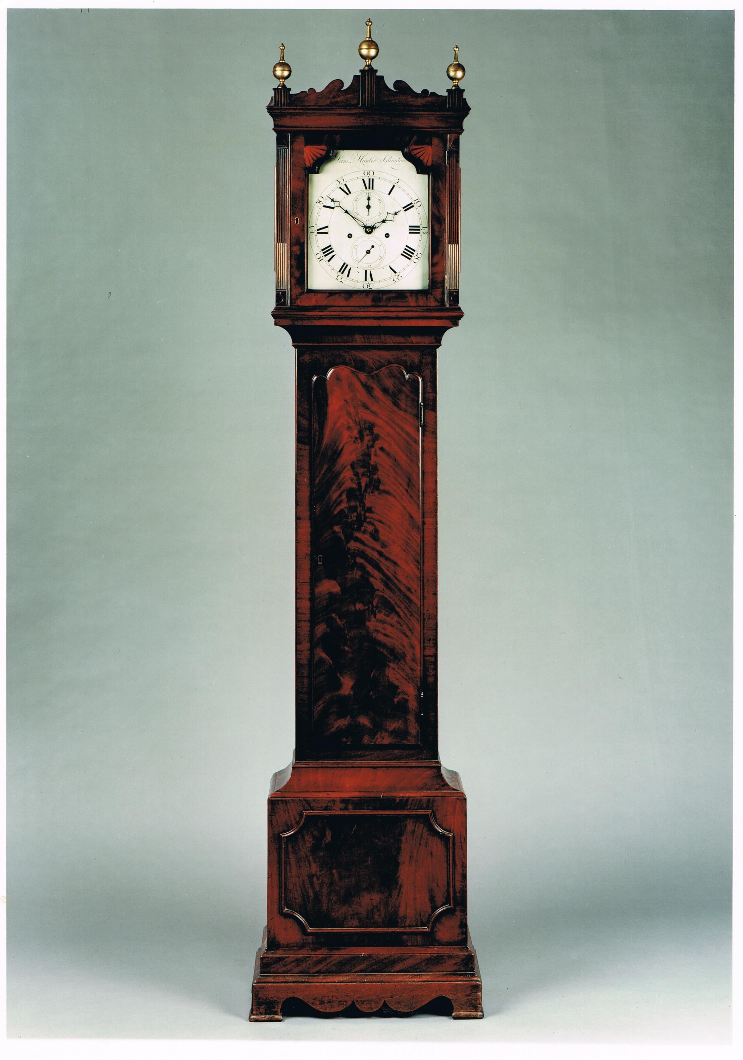 Horloge de parquet ancienne en acajou de style George III par Samuel Hunter d'Islington London Bon état - En vente à Devon, GB