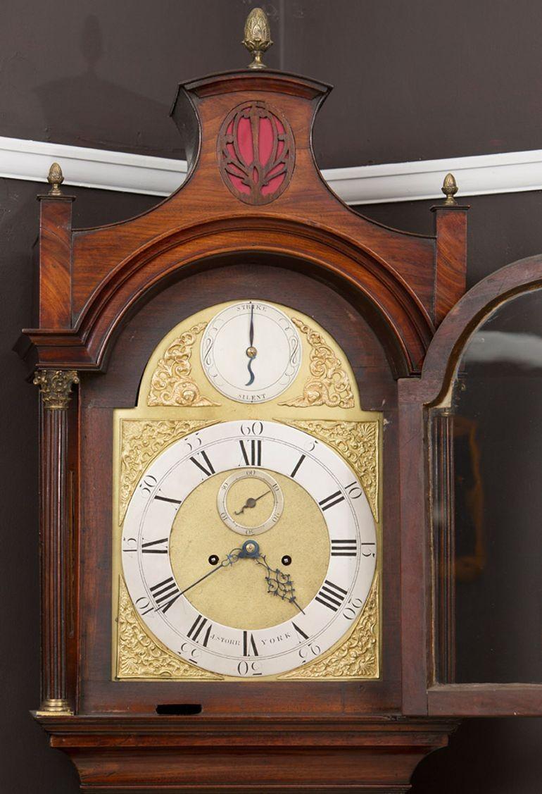 Mid-18th Century George III Mahogany Longcase Clock by Jonathan Storr, York For Sale