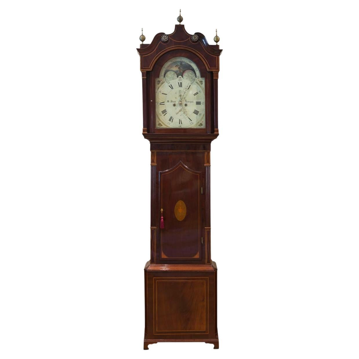 Horloge de parquet en acajou George III de Stephen Hurst, Liverpool