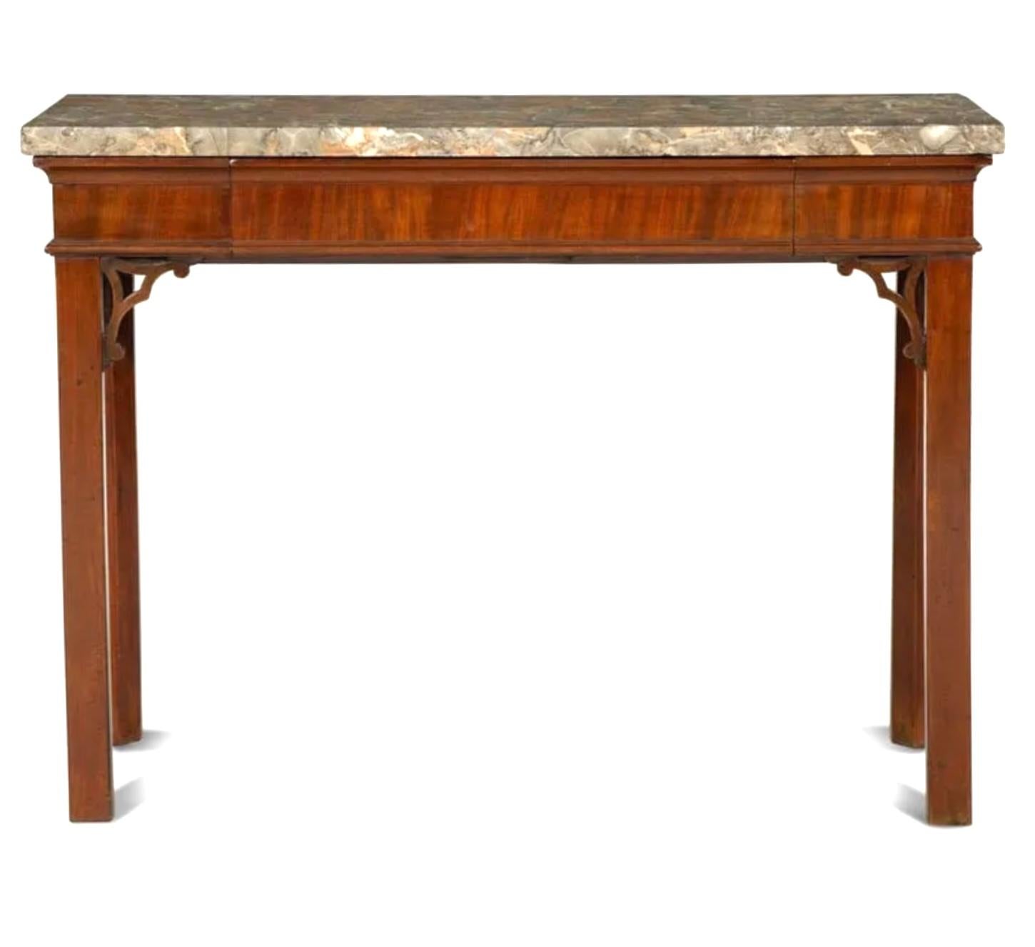 19th Century George III Mahogany Marble-Top Side Table
