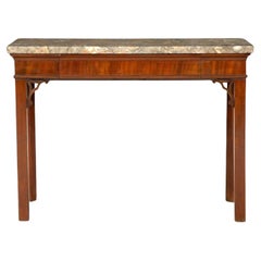 Antique George III Mahogany Marble-Top Side Table