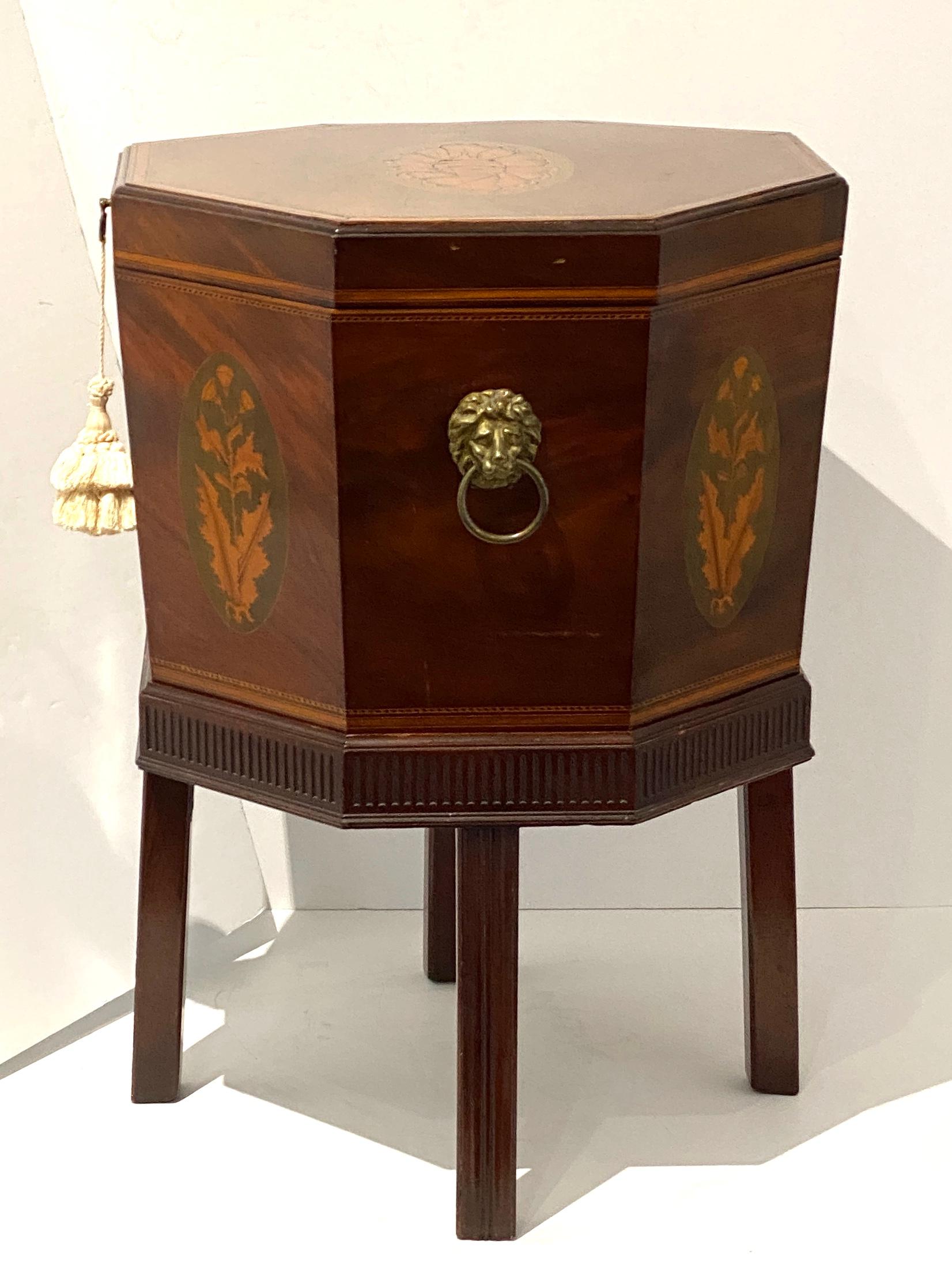 Cast George III Mahogany Marquetry Cellarette For Sale