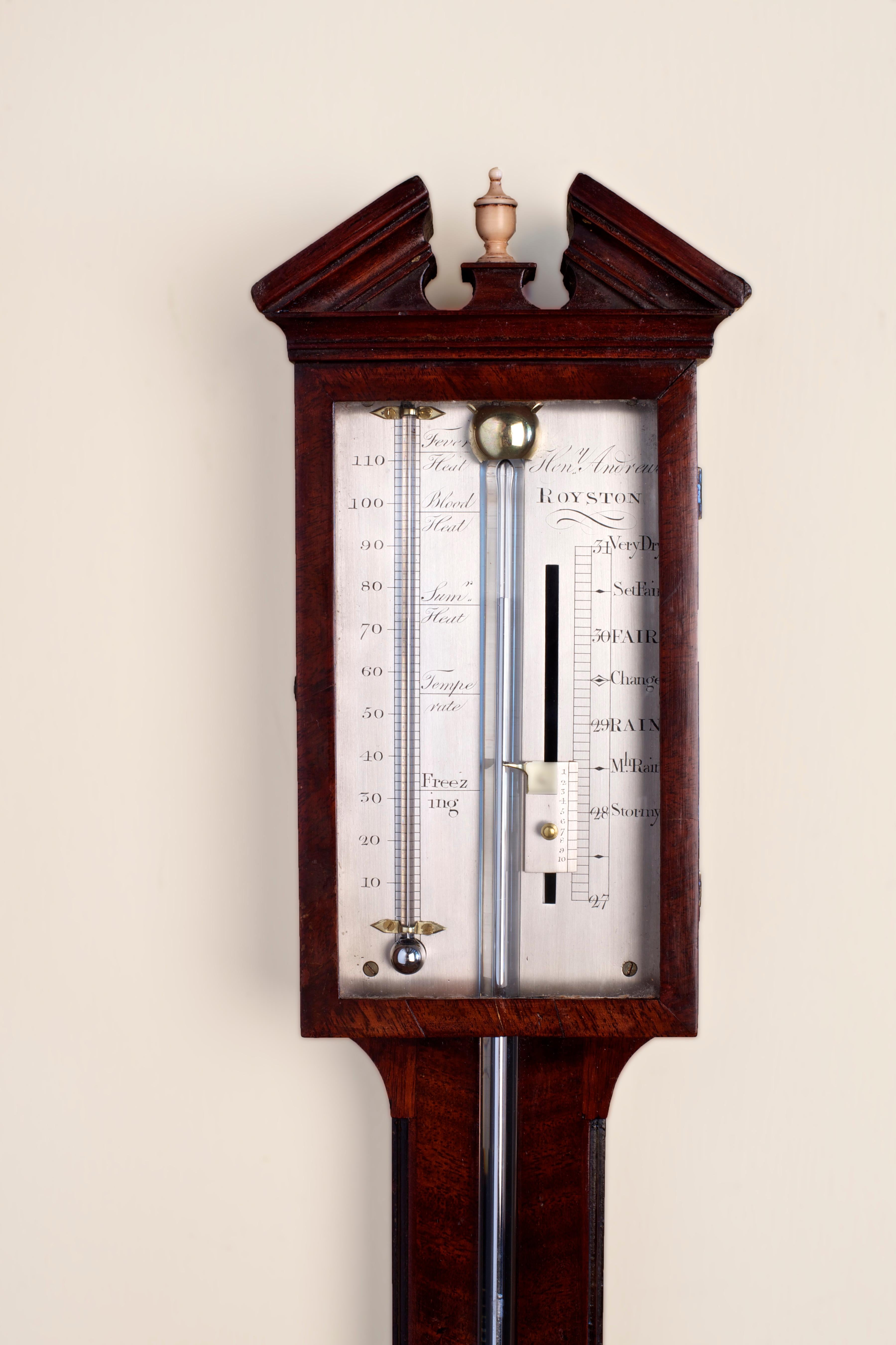 English George III Mahogany Mercury Stick Barometer by Henry Andrews, Royston For Sale