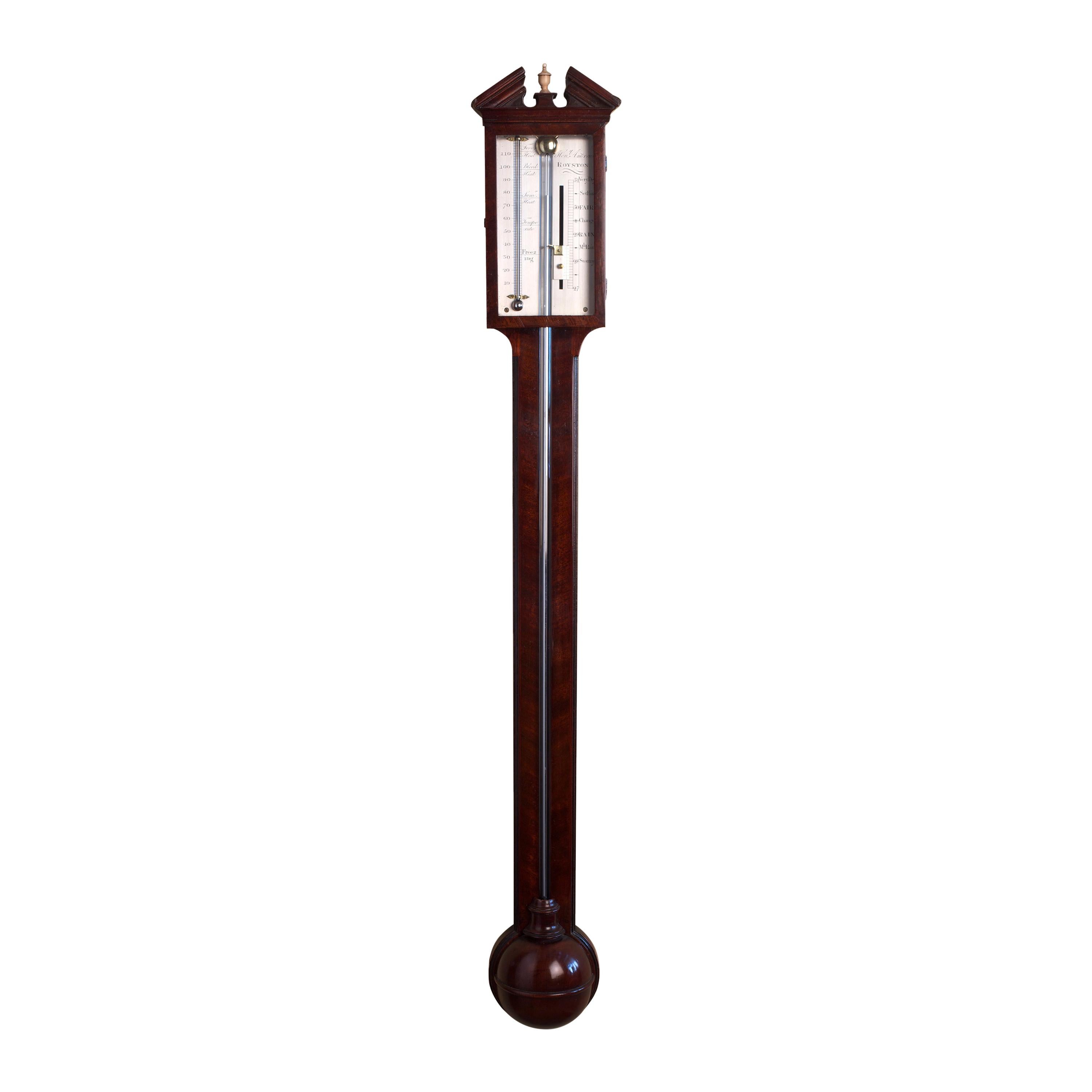George III Mahogany Mercury Stick Barometer by Henry Andrews, Royston For Sale