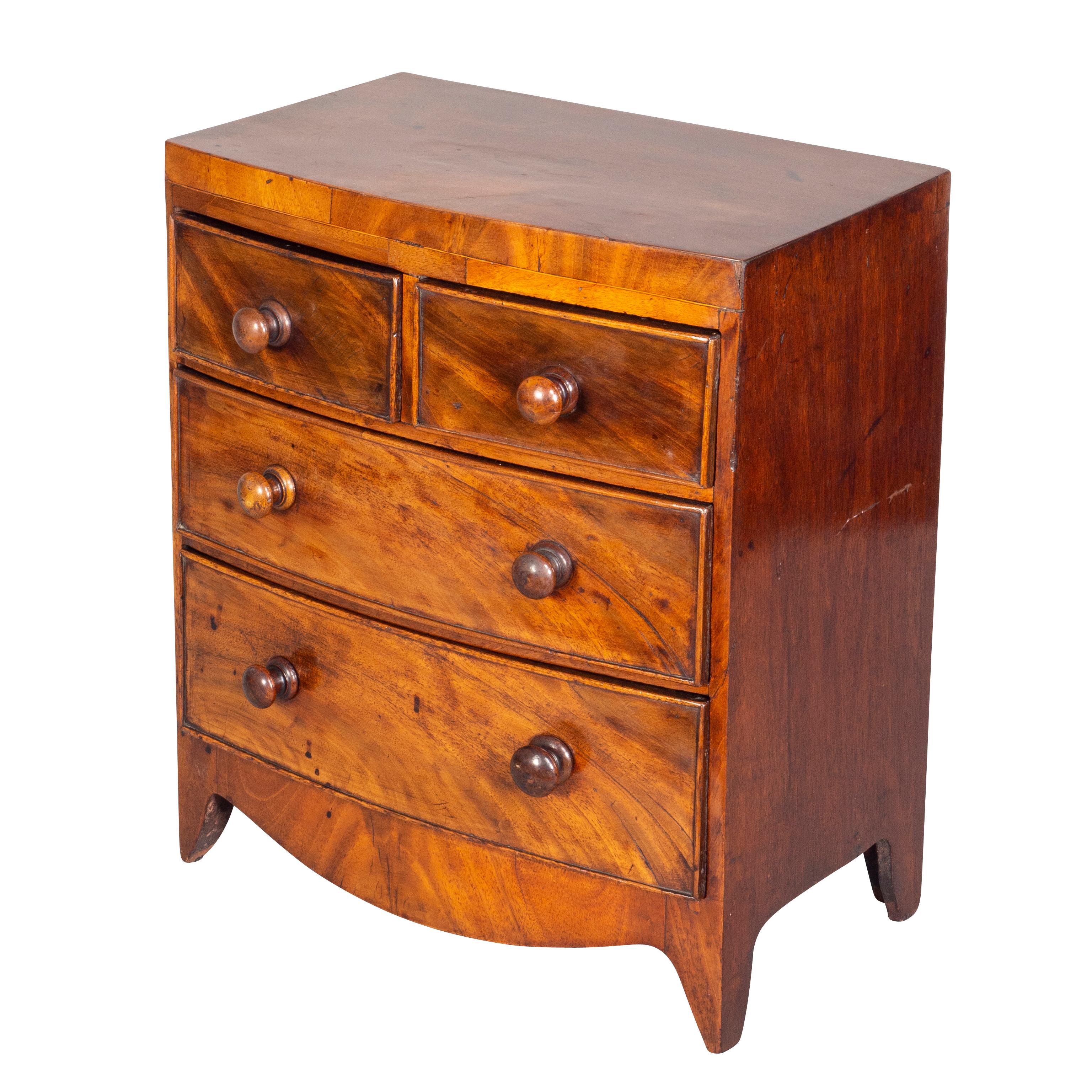 George III Mahogany Miniature Bowfront Chest For Sale 6