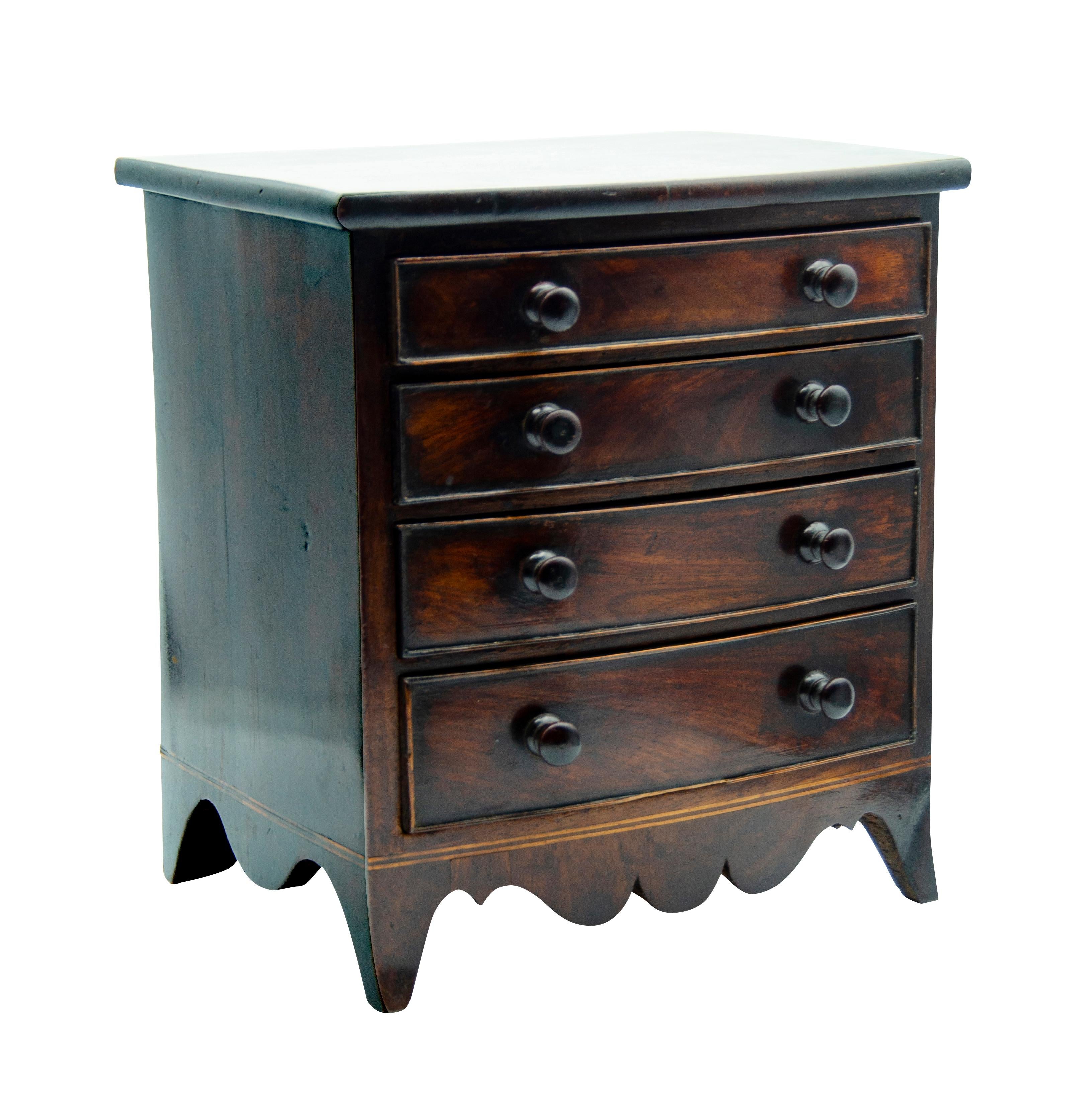 George III Mahogany Miniature Bowfront Chest For Sale 7