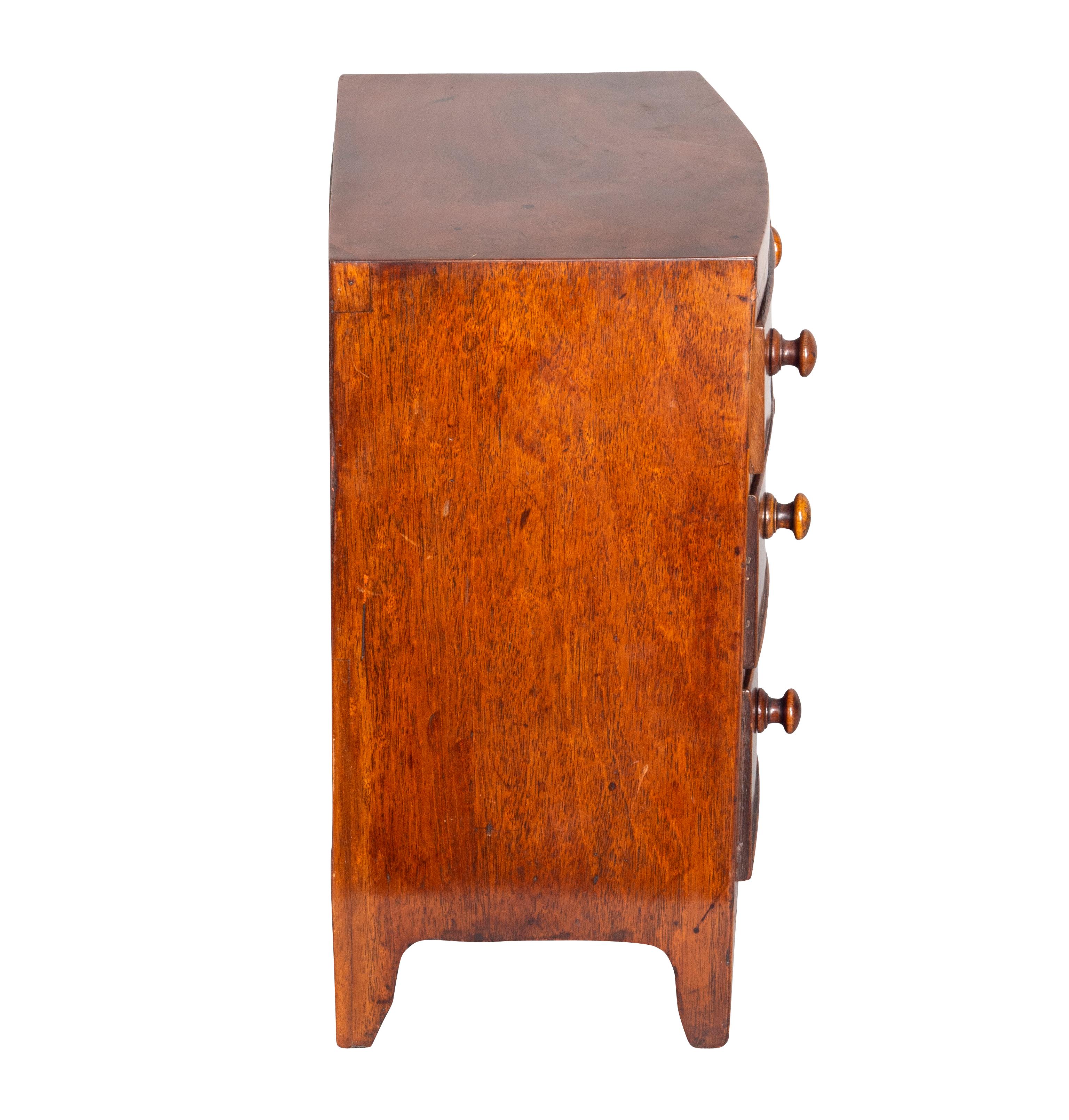 English George III Mahogany Miniature Bowfront Chest For Sale