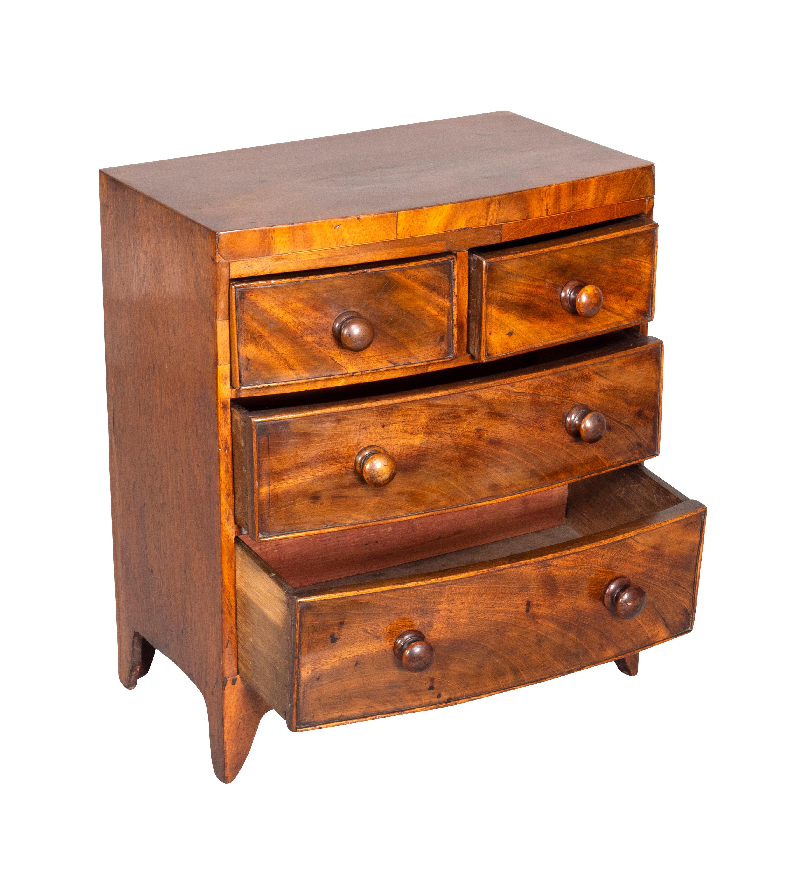 19th Century George III Mahogany Miniature Bowfront Chest For Sale