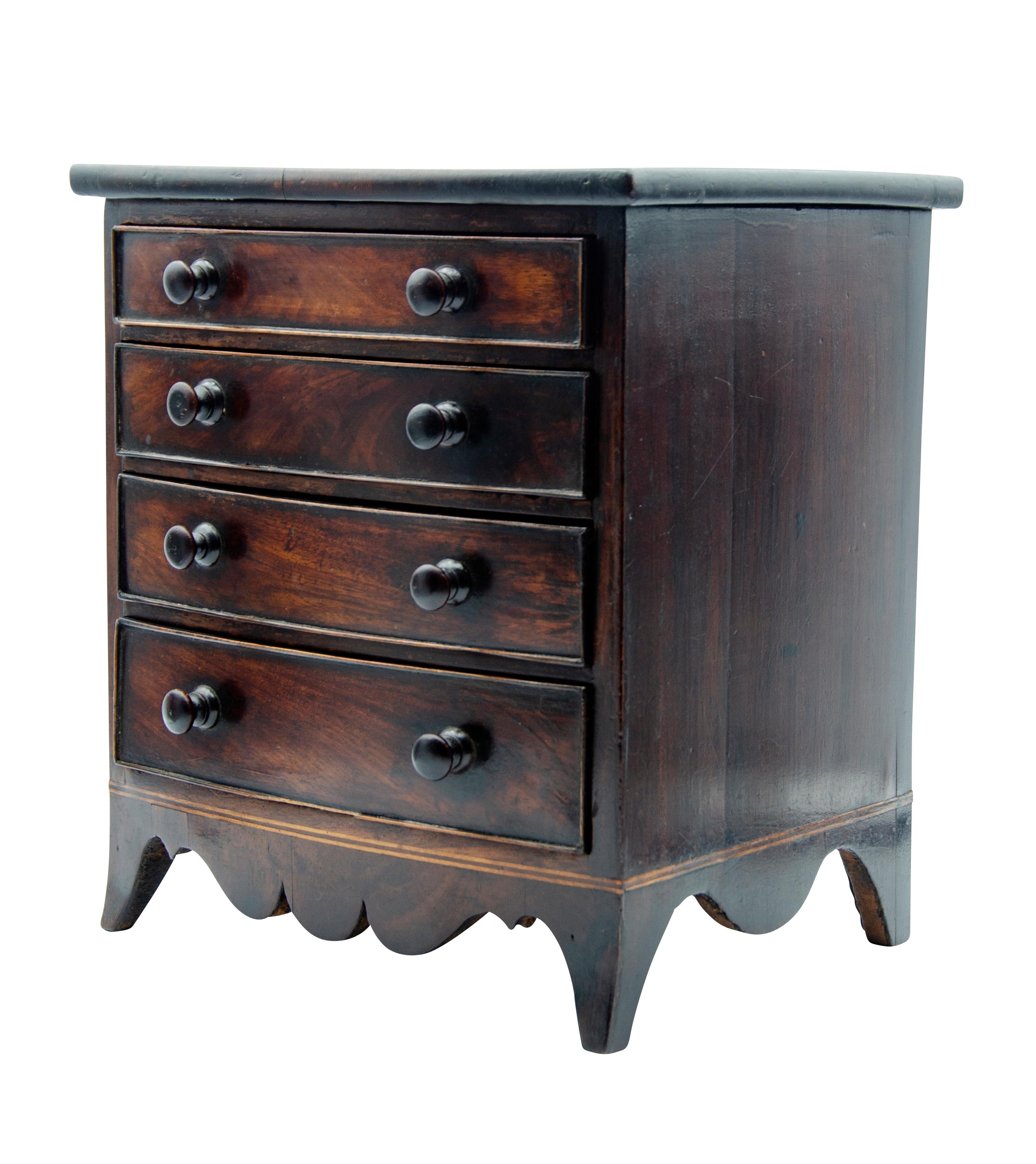 George III Mahogany Miniature Bowfront Chest For Sale 4
