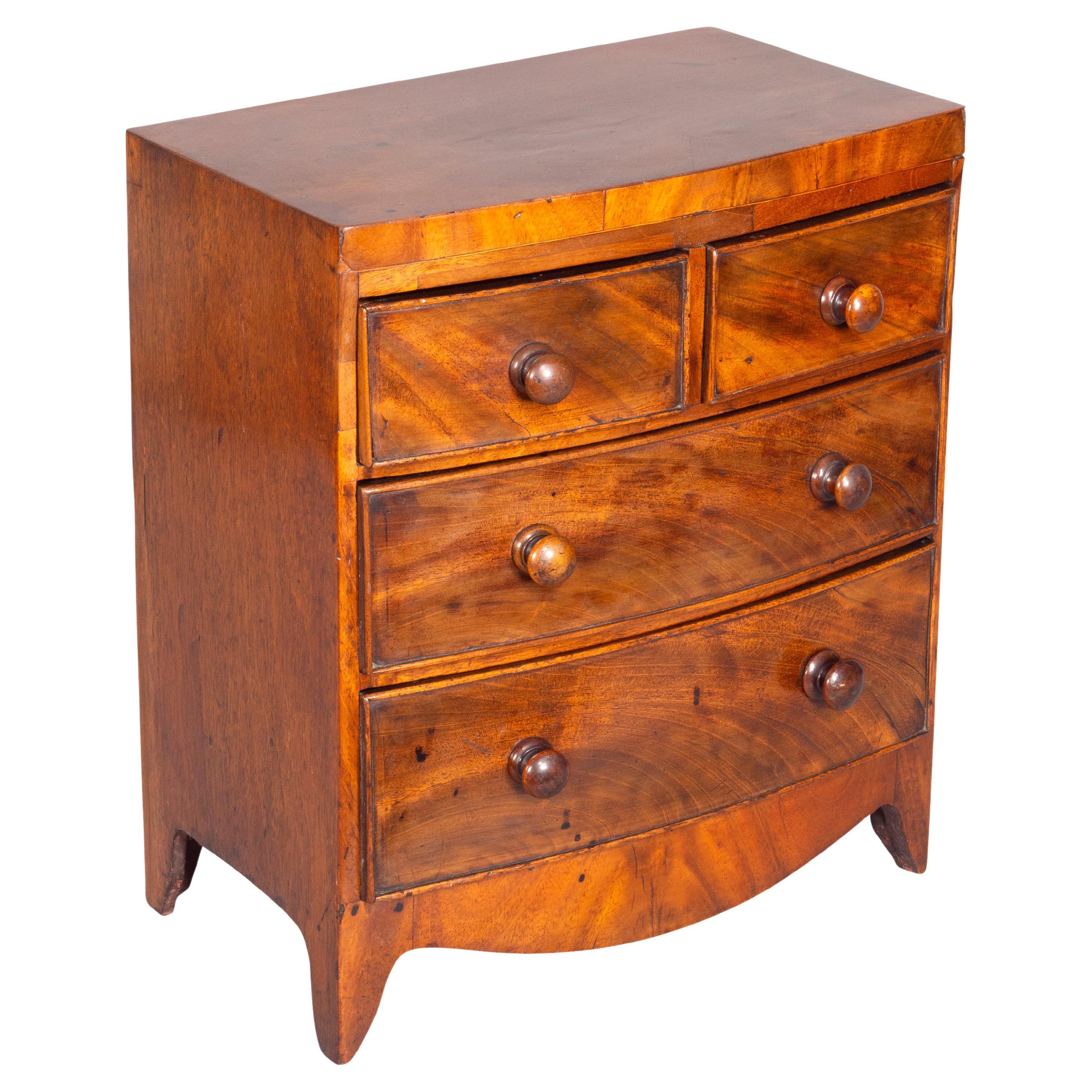 George III Mahogany Miniature Bowfront Chest For Sale