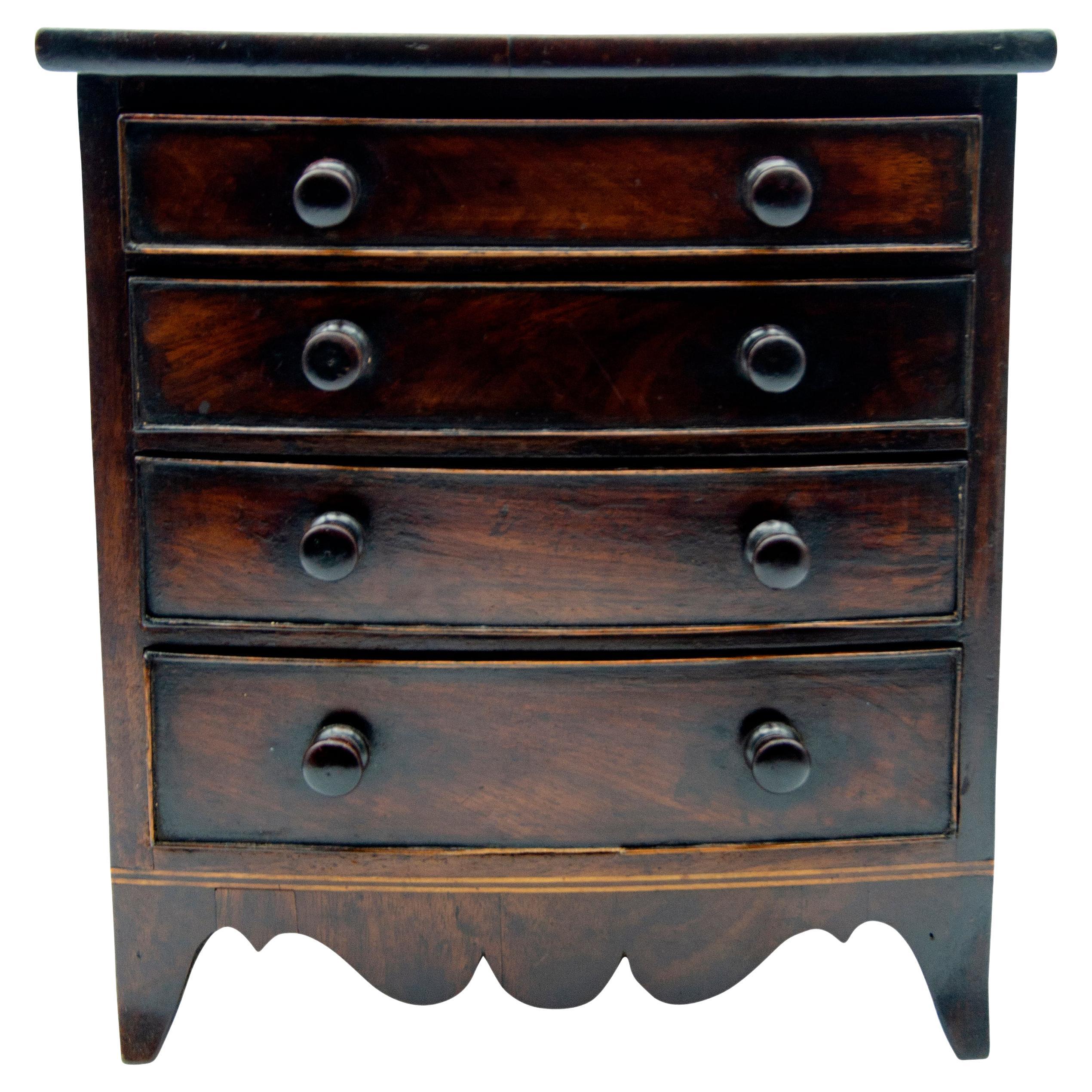 George III Mahogany Miniature Bowfront Chest For Sale