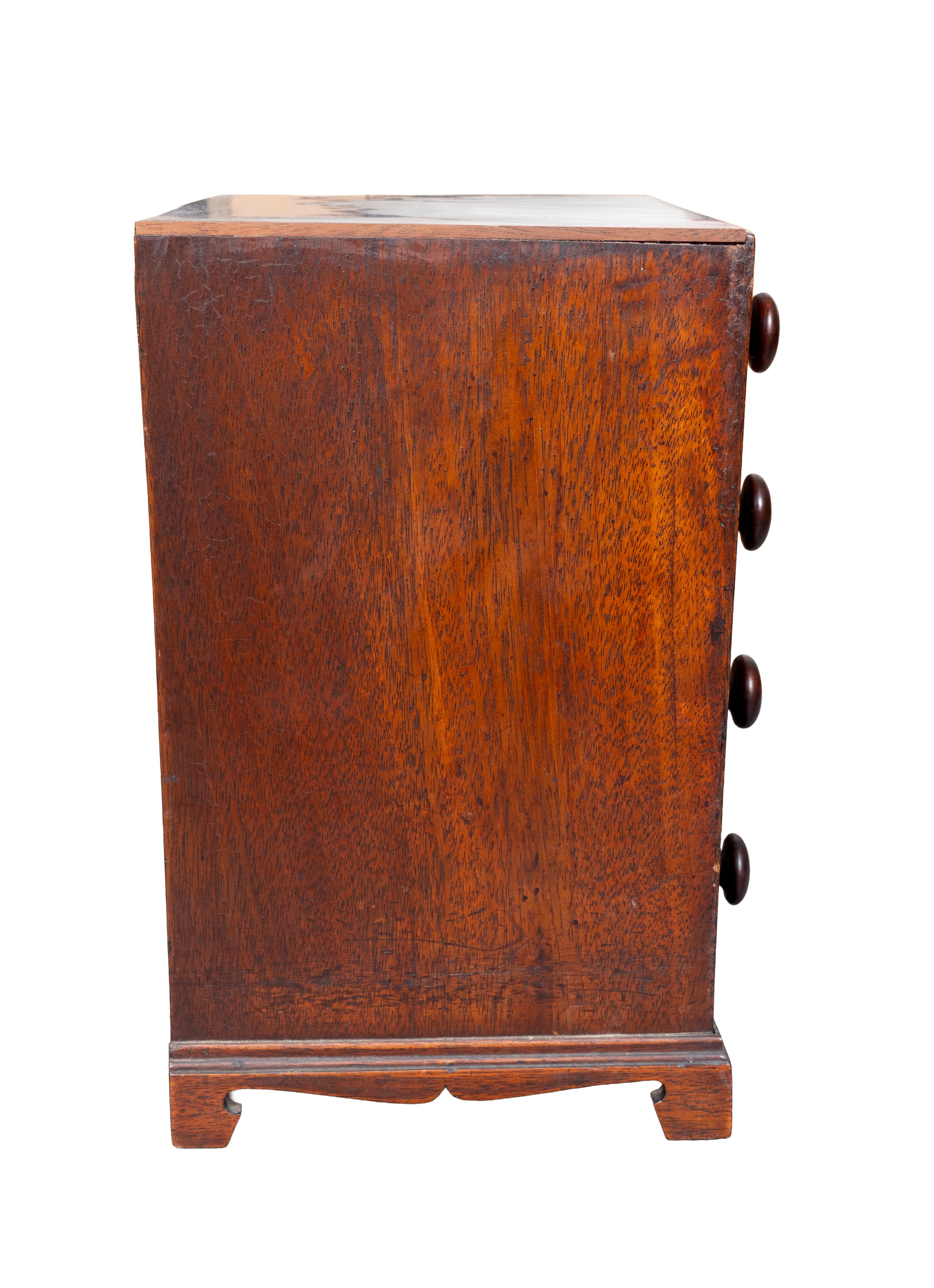 English George III Mahogany Miniature Chest For Sale