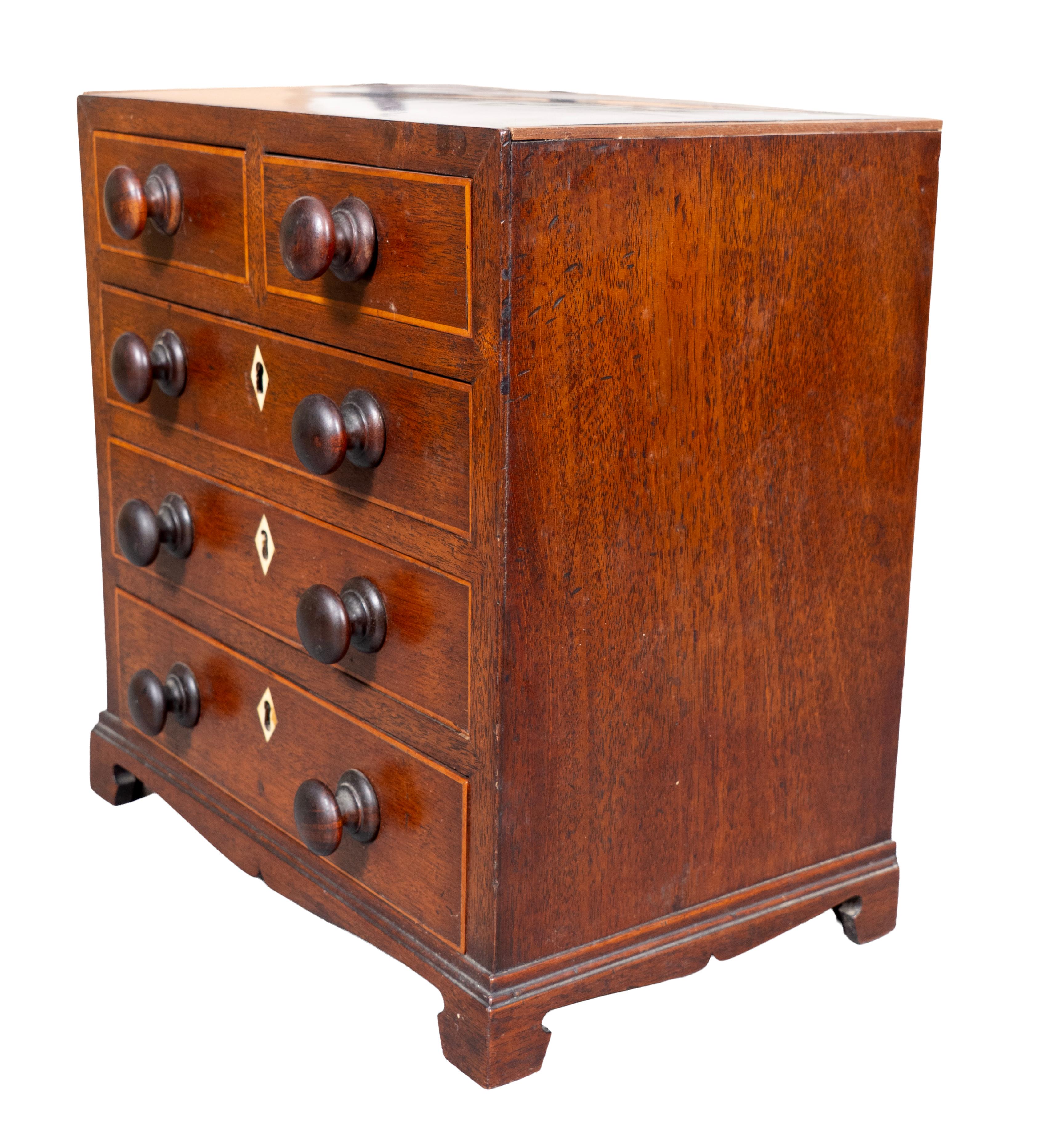 George III Mahogany Miniature Chest For Sale 1