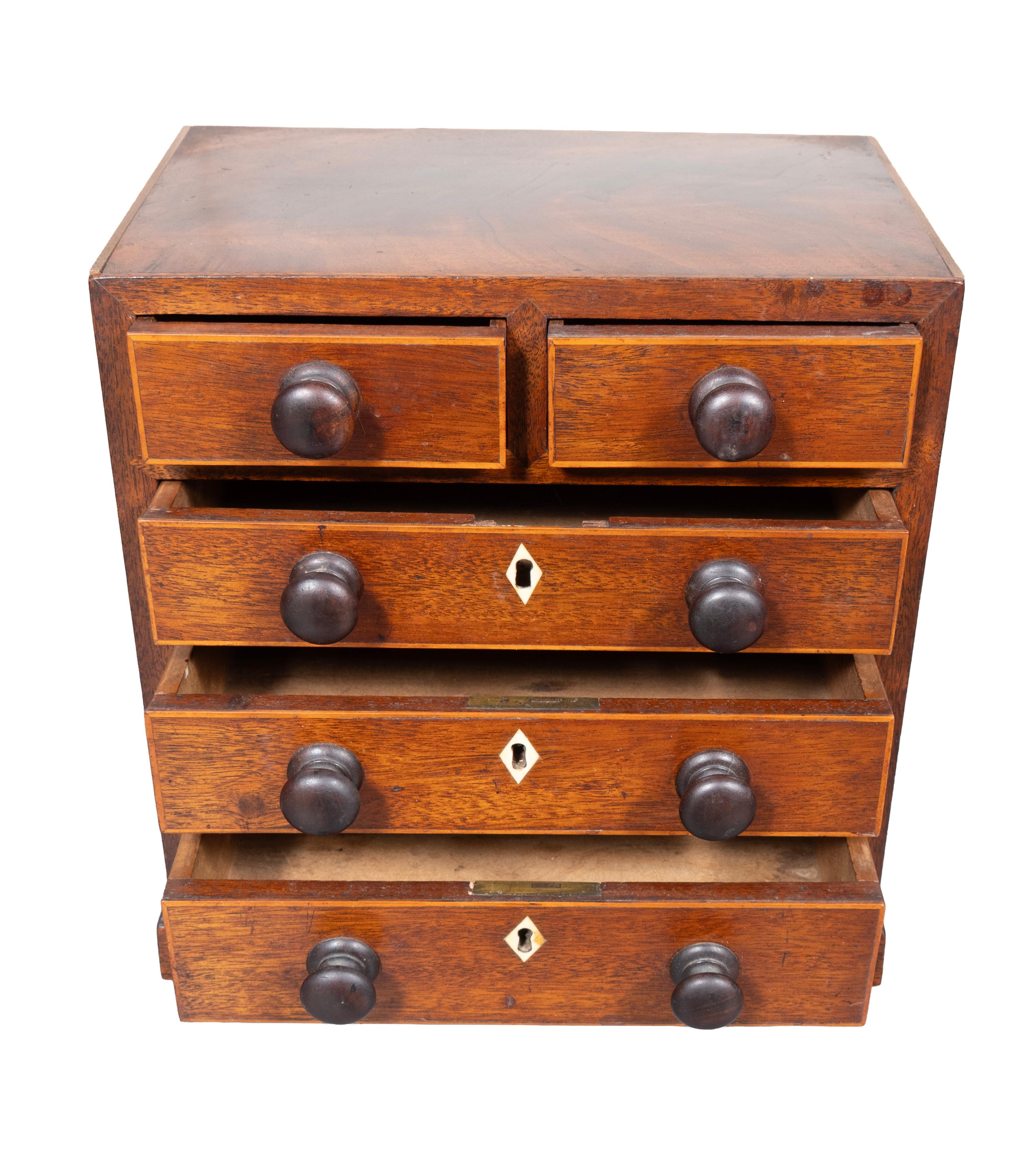 George III Mahogany Miniature Chest For Sale 2