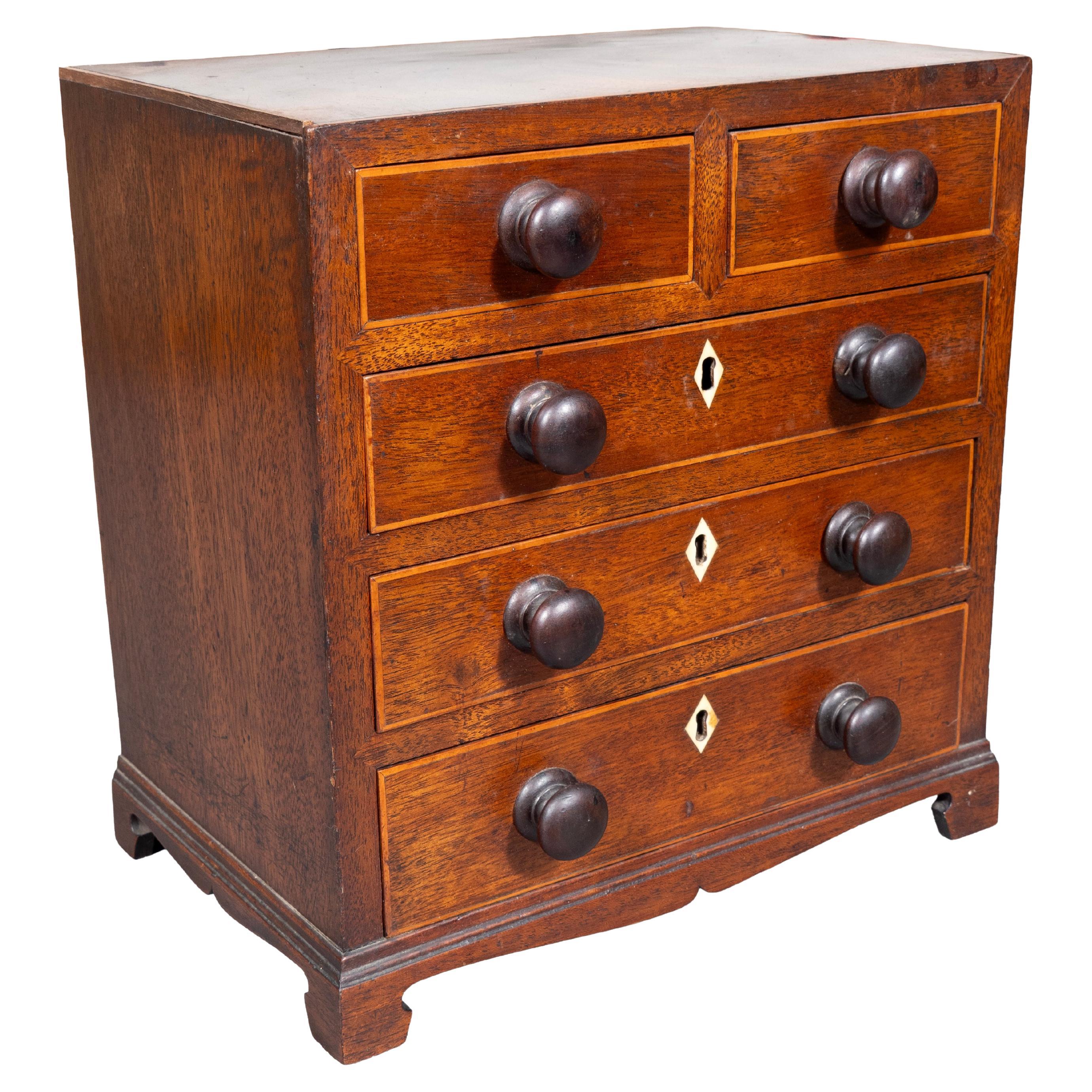 George III Mahogany Miniature Chest For Sale