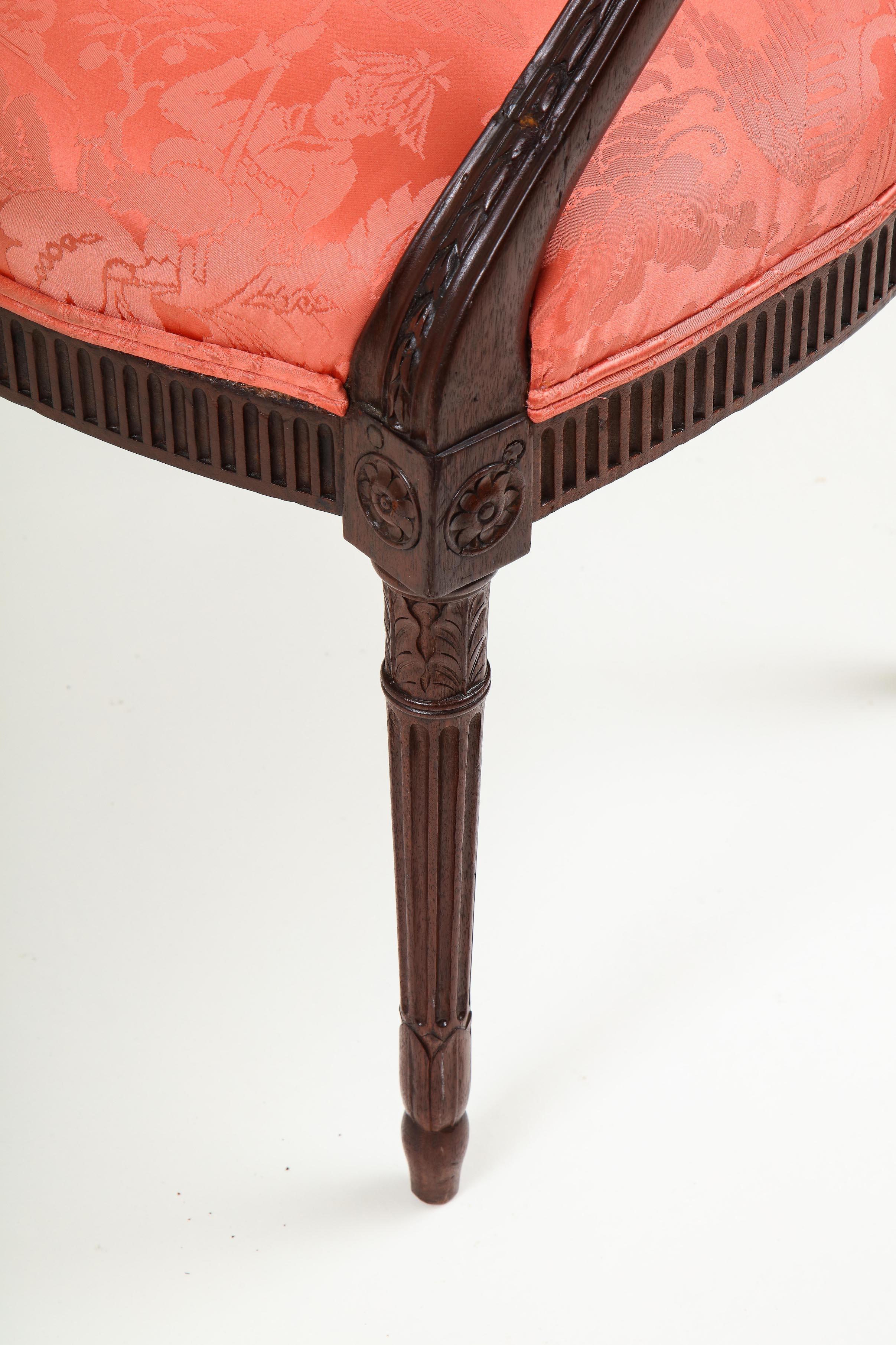 George III Mahogany Oval Back Carved Armchair In Good Condition In New York, NY
