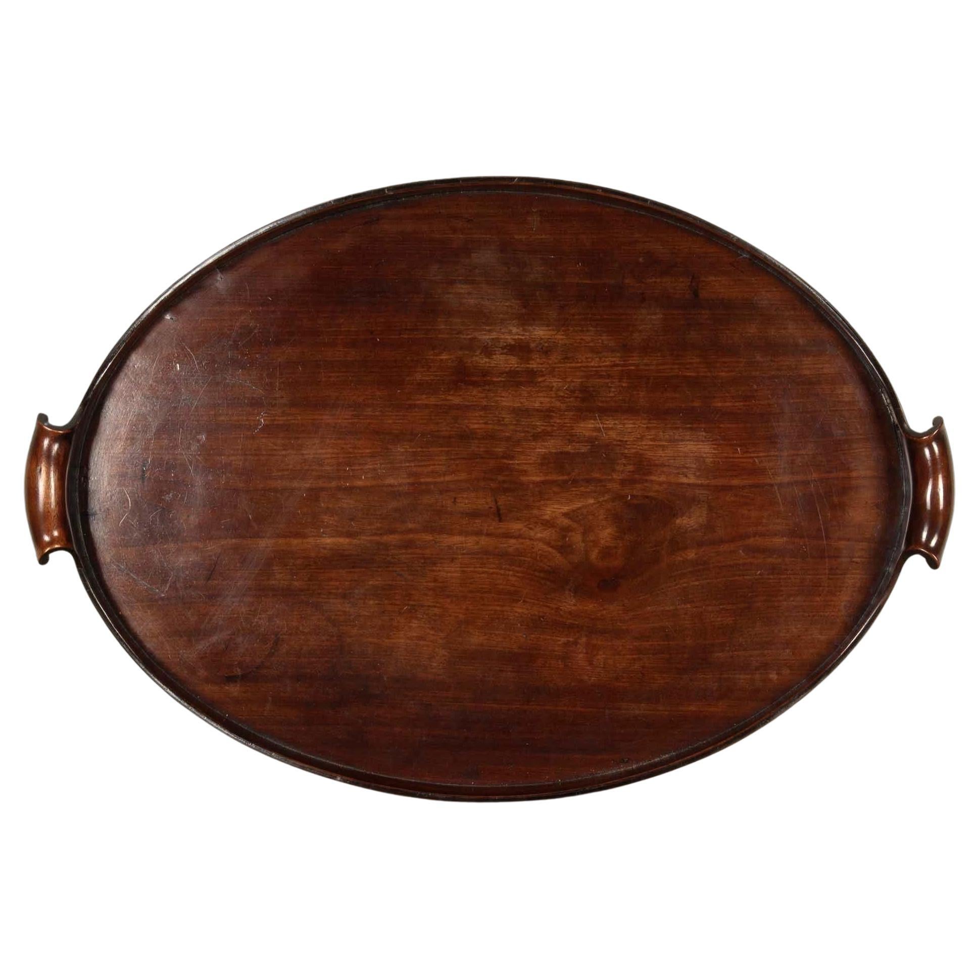 George III Mahogany Oval Tray For Sale