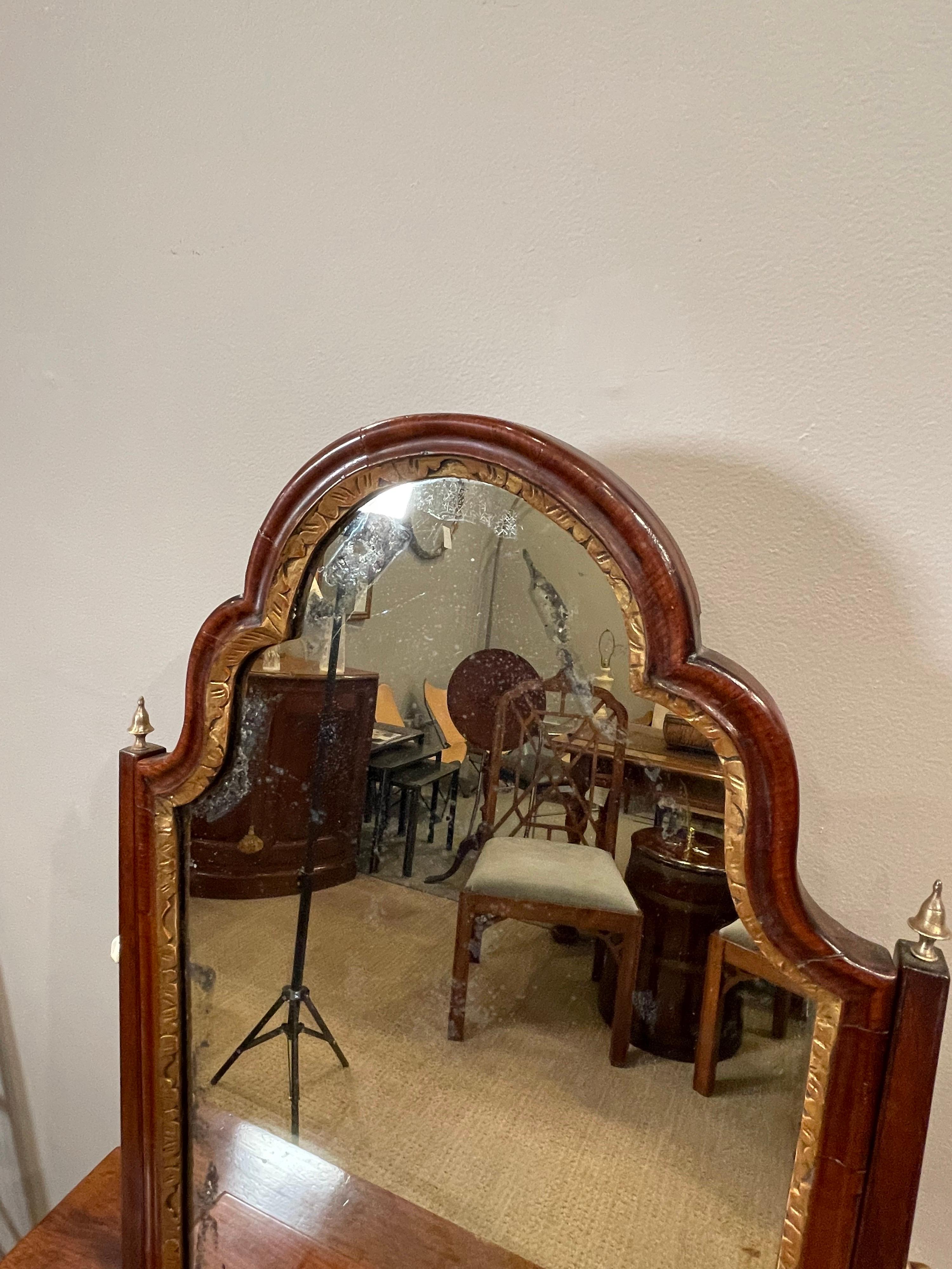 Queen Anne Walnut & Parcel Gilt Dressing Mirror 4