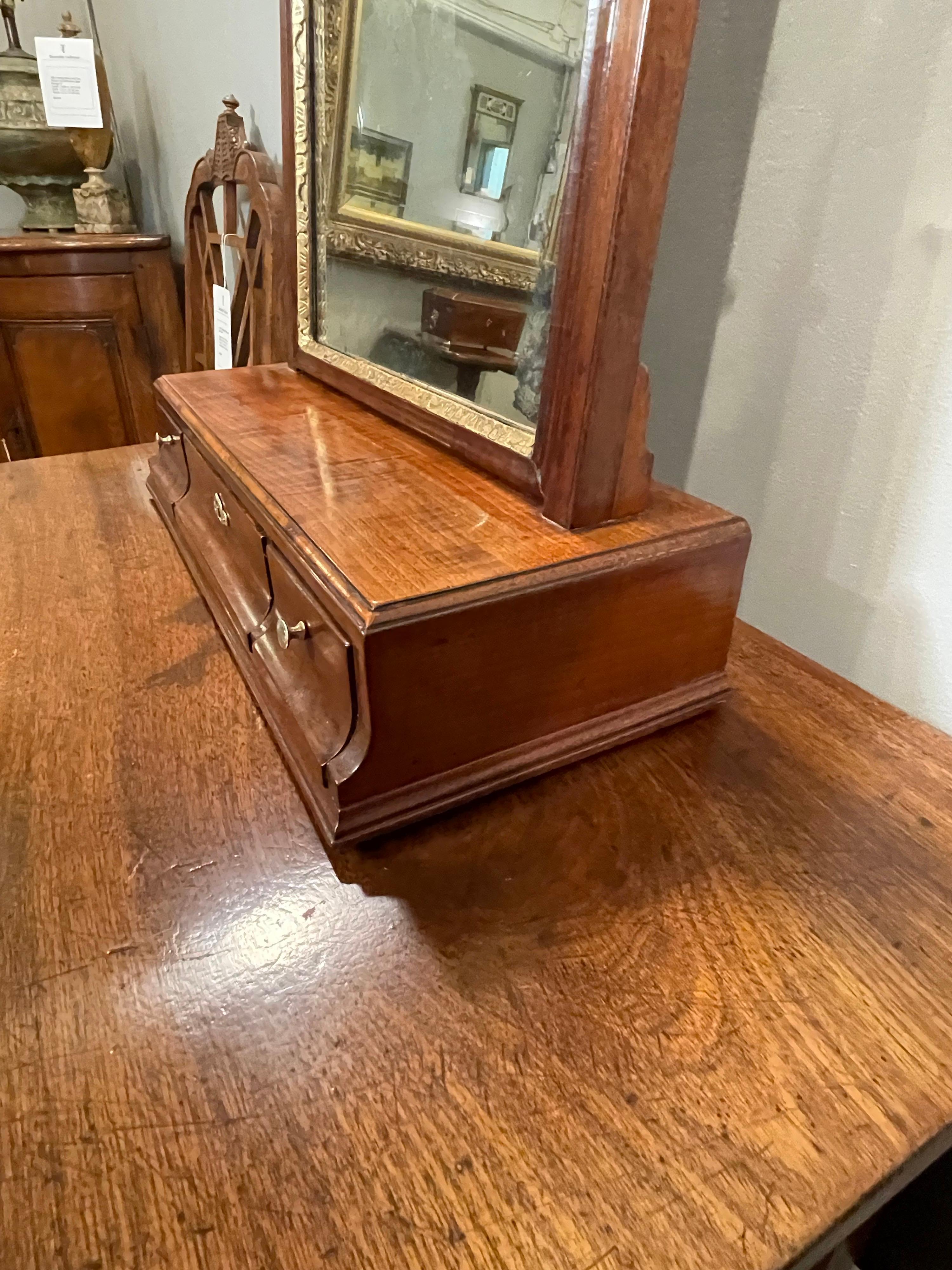 Queen Anne Walnut & Parcel Gilt Dressing Mirror 2