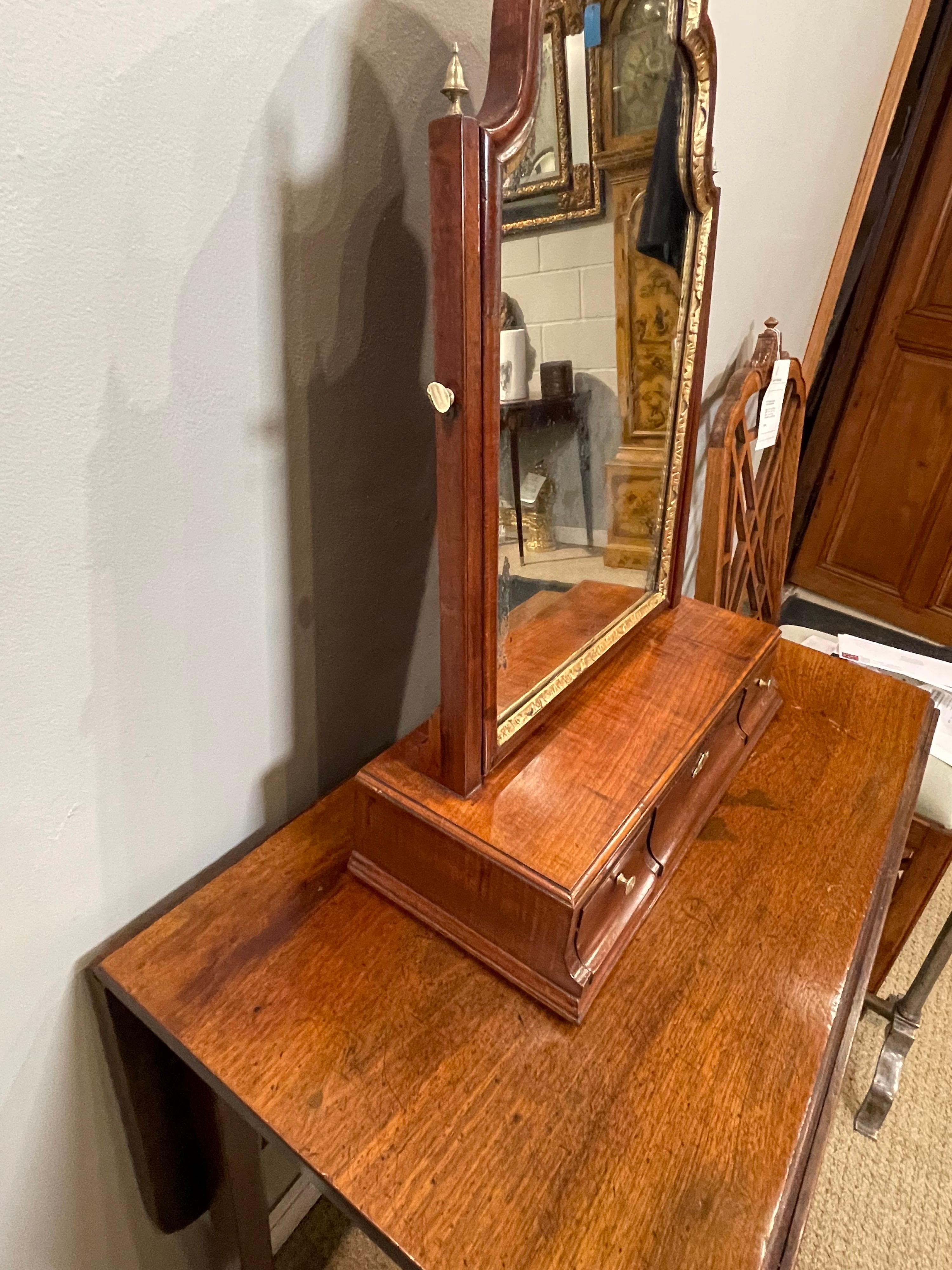 Queen Anne Walnut & Parcel Gilt Dressing Mirror 3