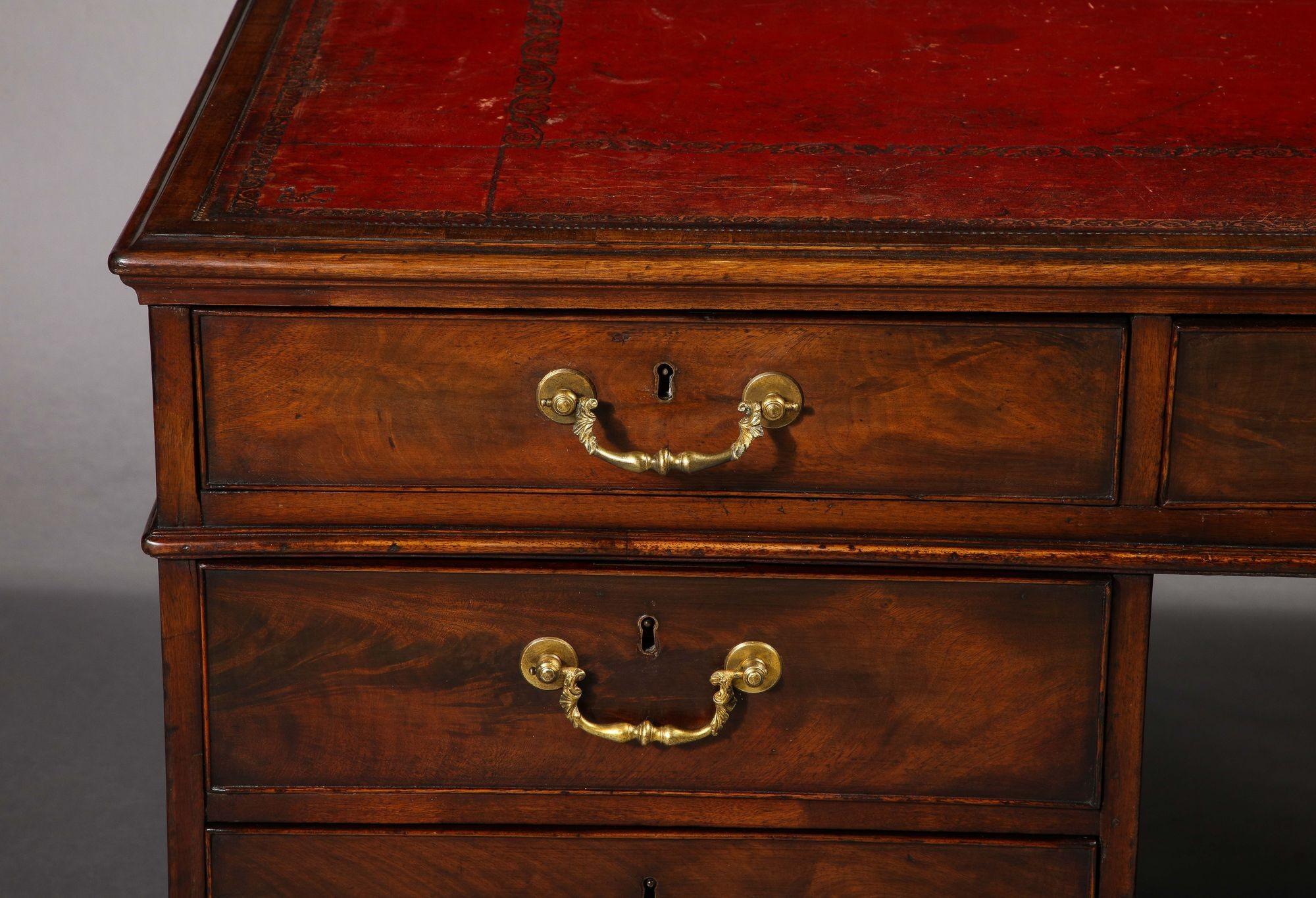 George III Mahagoni Partner's Desk im Zustand „Gut“ im Angebot in Greenwich, CT